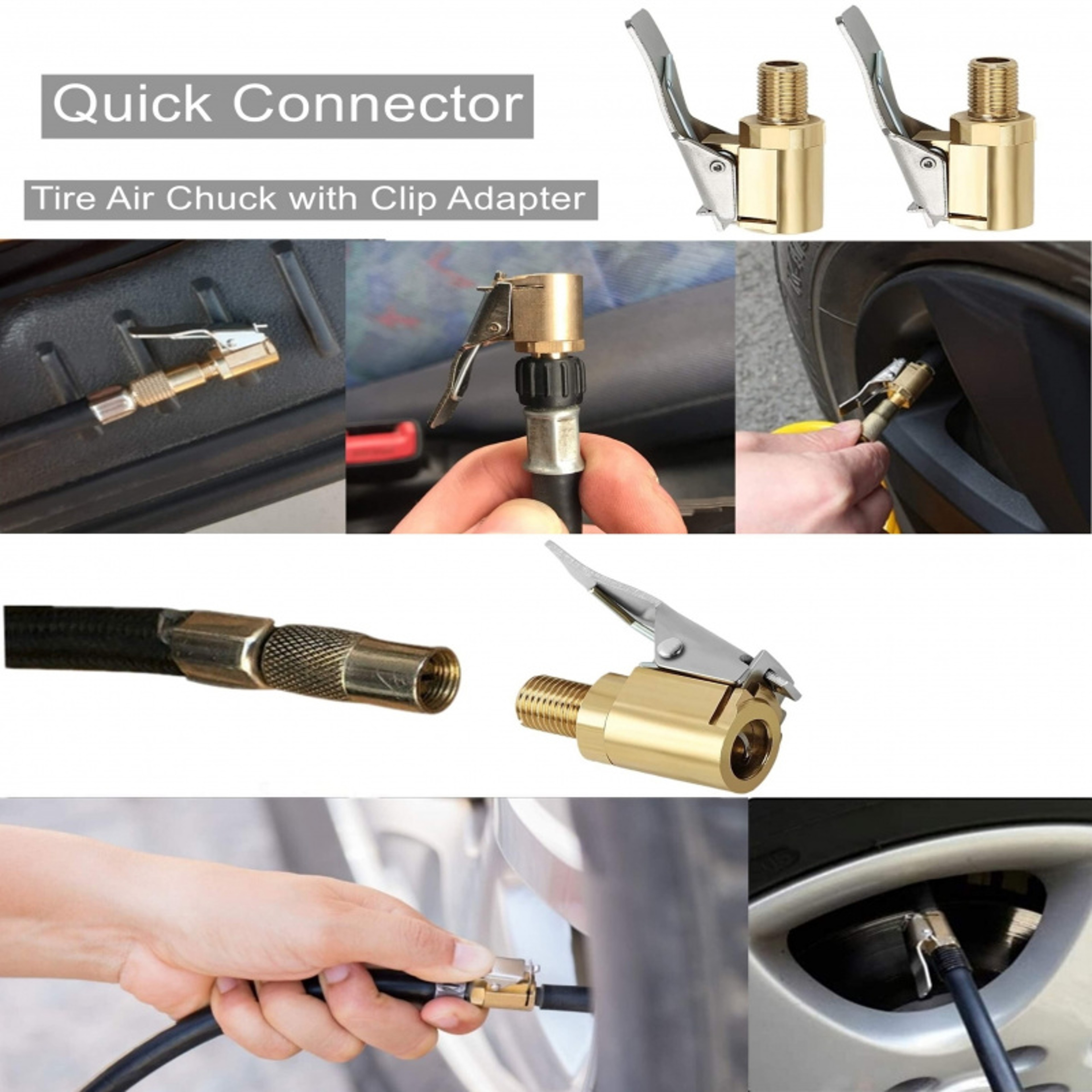 Premium Brass Locking Air Chuck Tire Inflator Adapter For Fast Leak Free Inflation 3