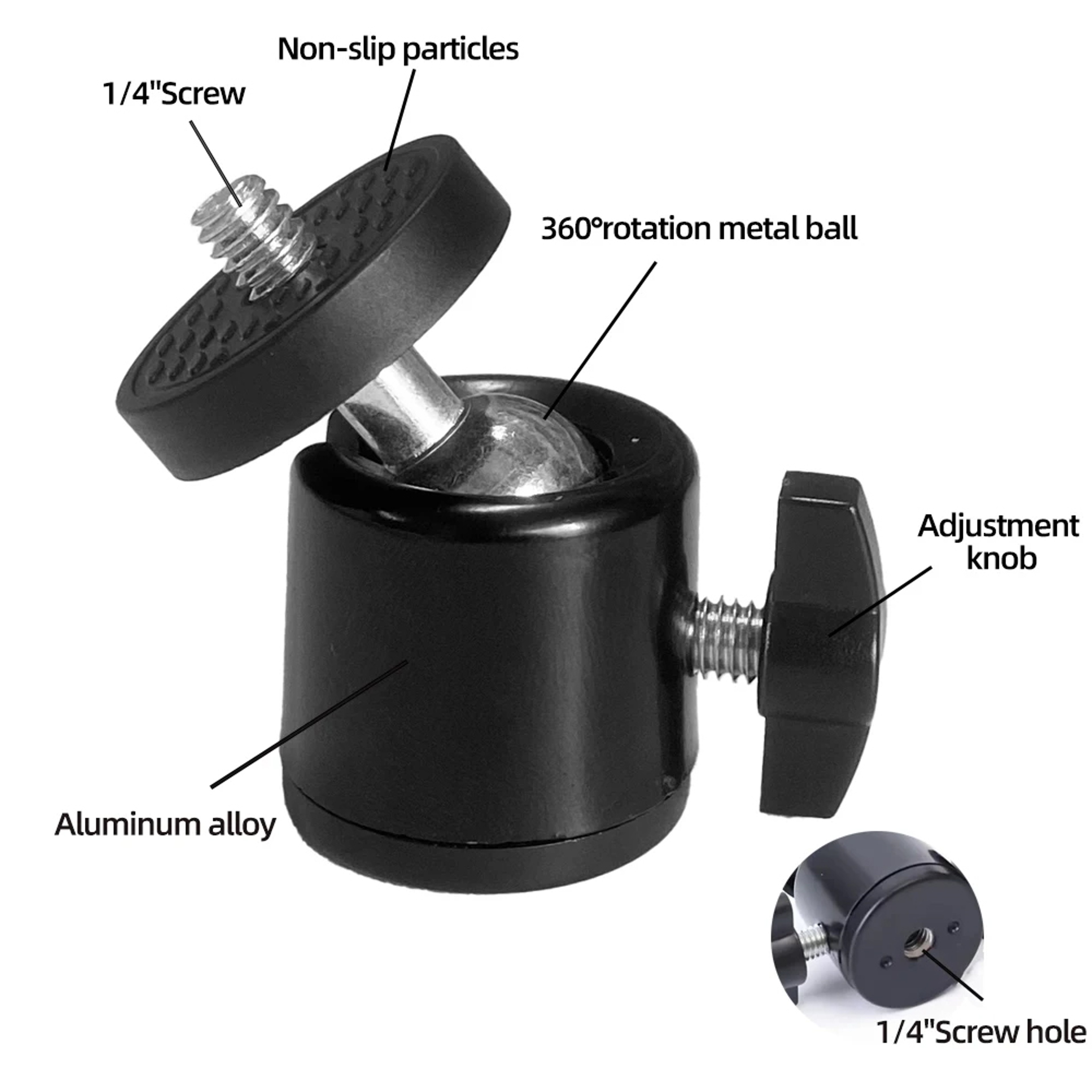 Premium 360° Rotatable Mini Ball Head Screw Tripod Mount for Camera & Vlog – view 3