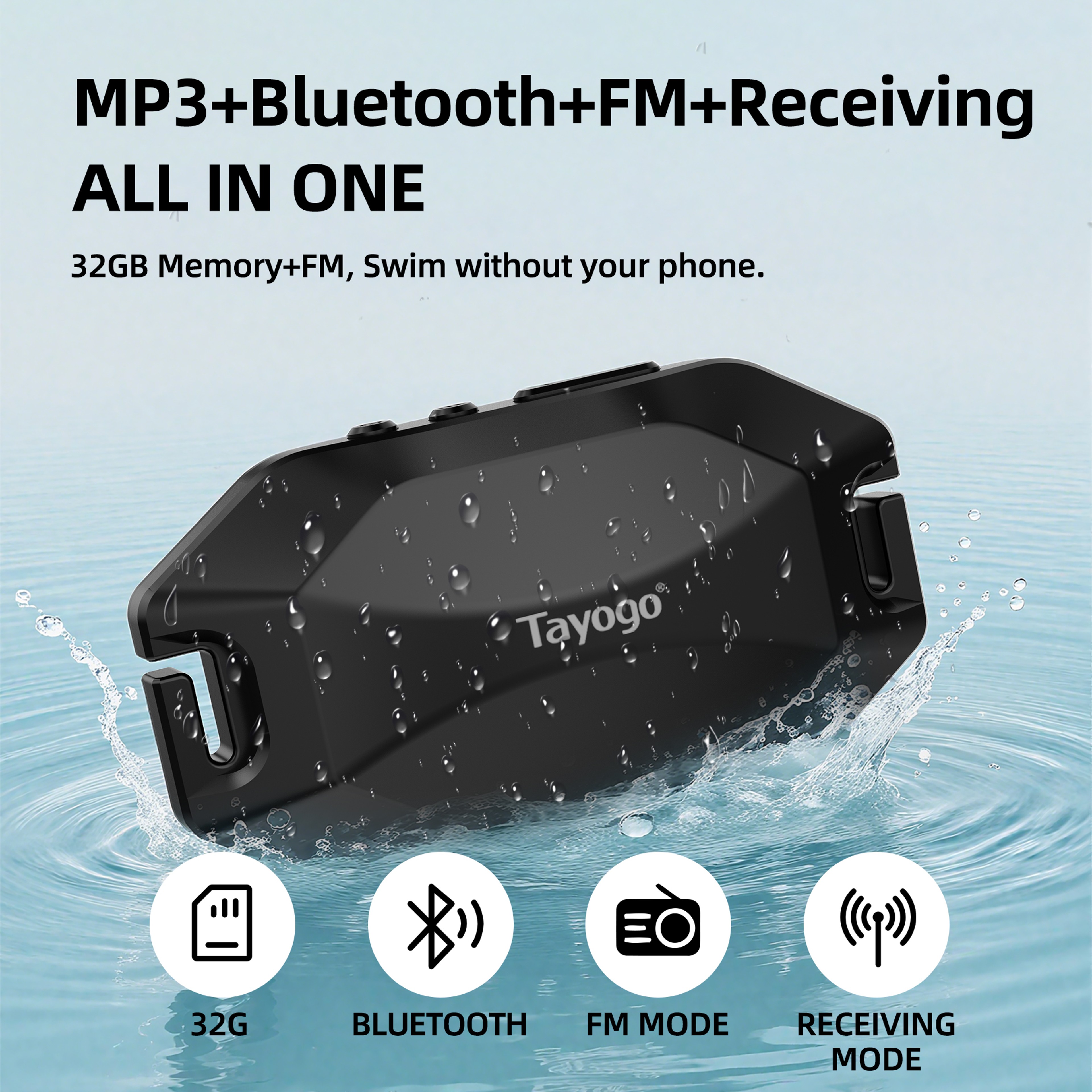 AquaWave Pro Bone Conduction Swimming Headphones With 32GB MP3 Bluetooth 54  FM Radio 5