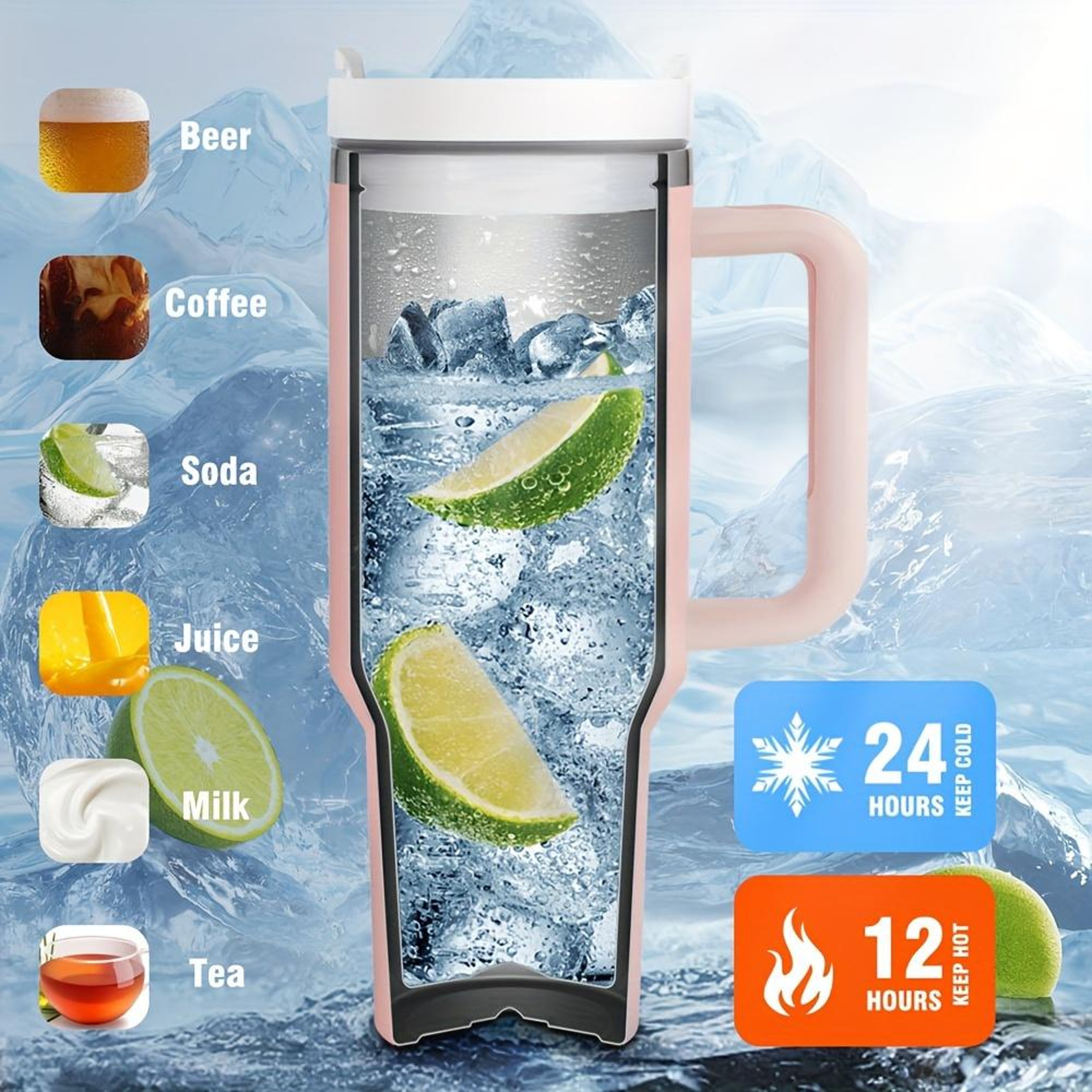 Insulated Water Bottle With Handle  Straw Leakproof Stainless Steel Travel Tumbler 6