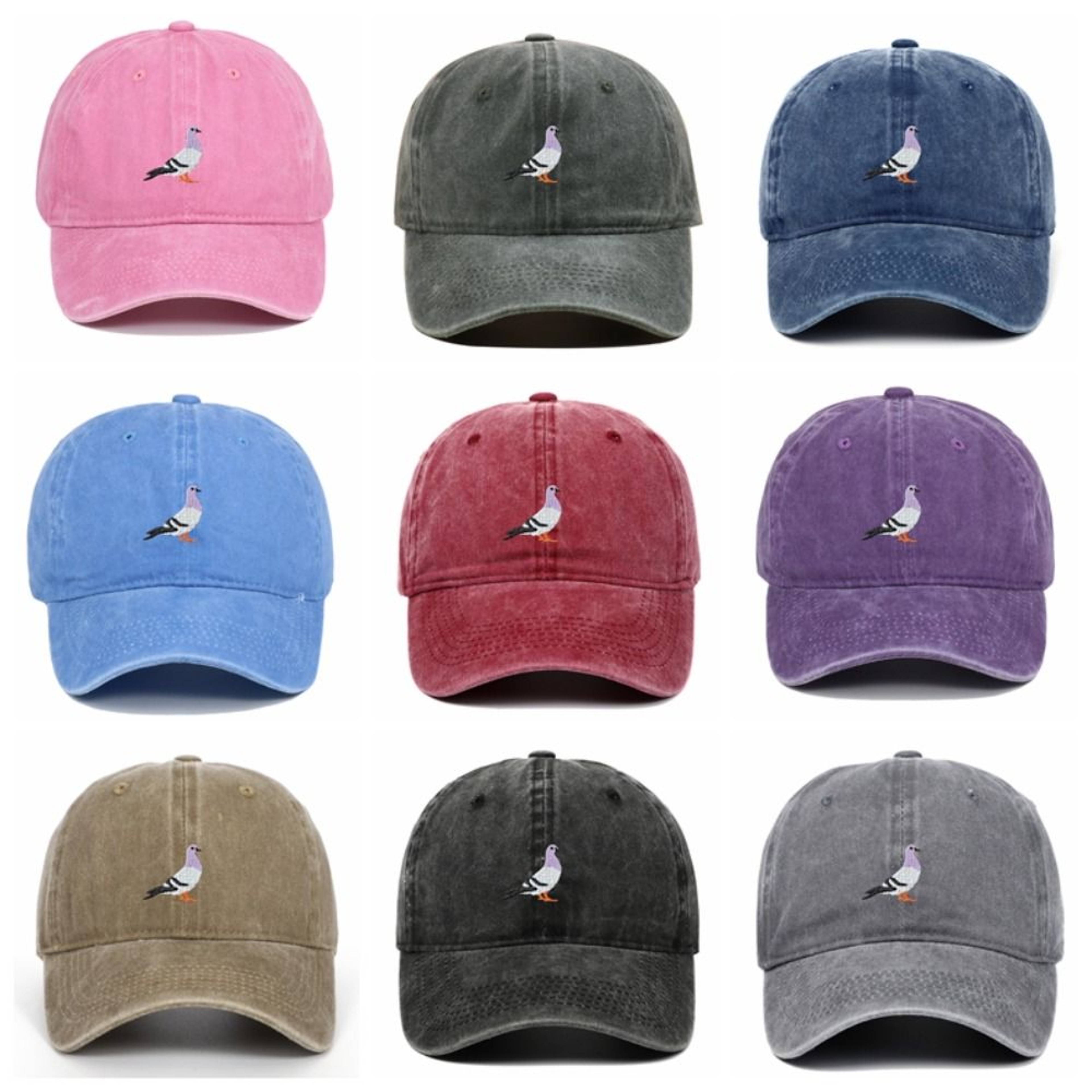 Pigeon Embroidered Adjustable Baseball Cap For Outdoor Adventures  Everyday Sun Protection 1