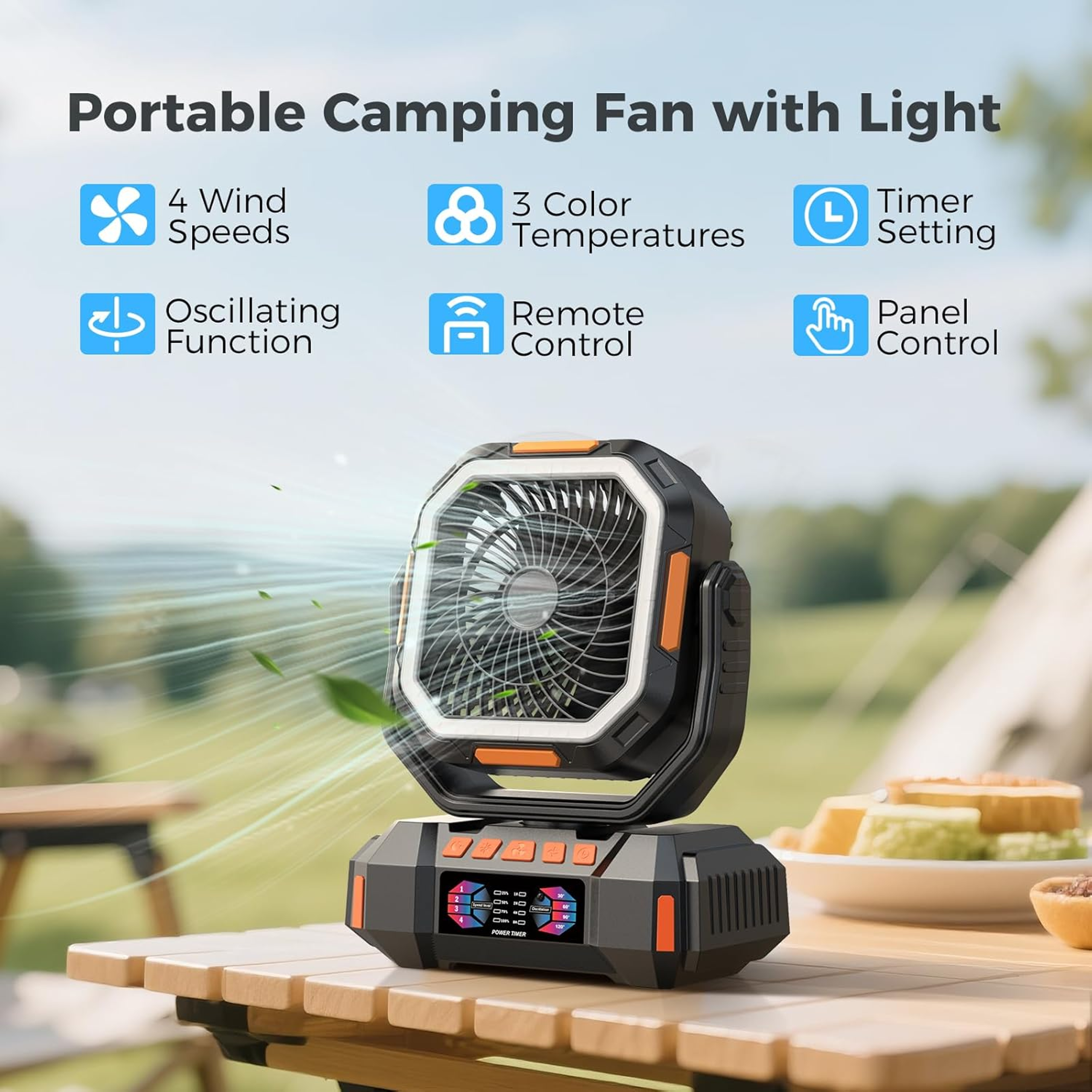 EverCool Portable Camping Fan With LED Lantern  Power Bank 2