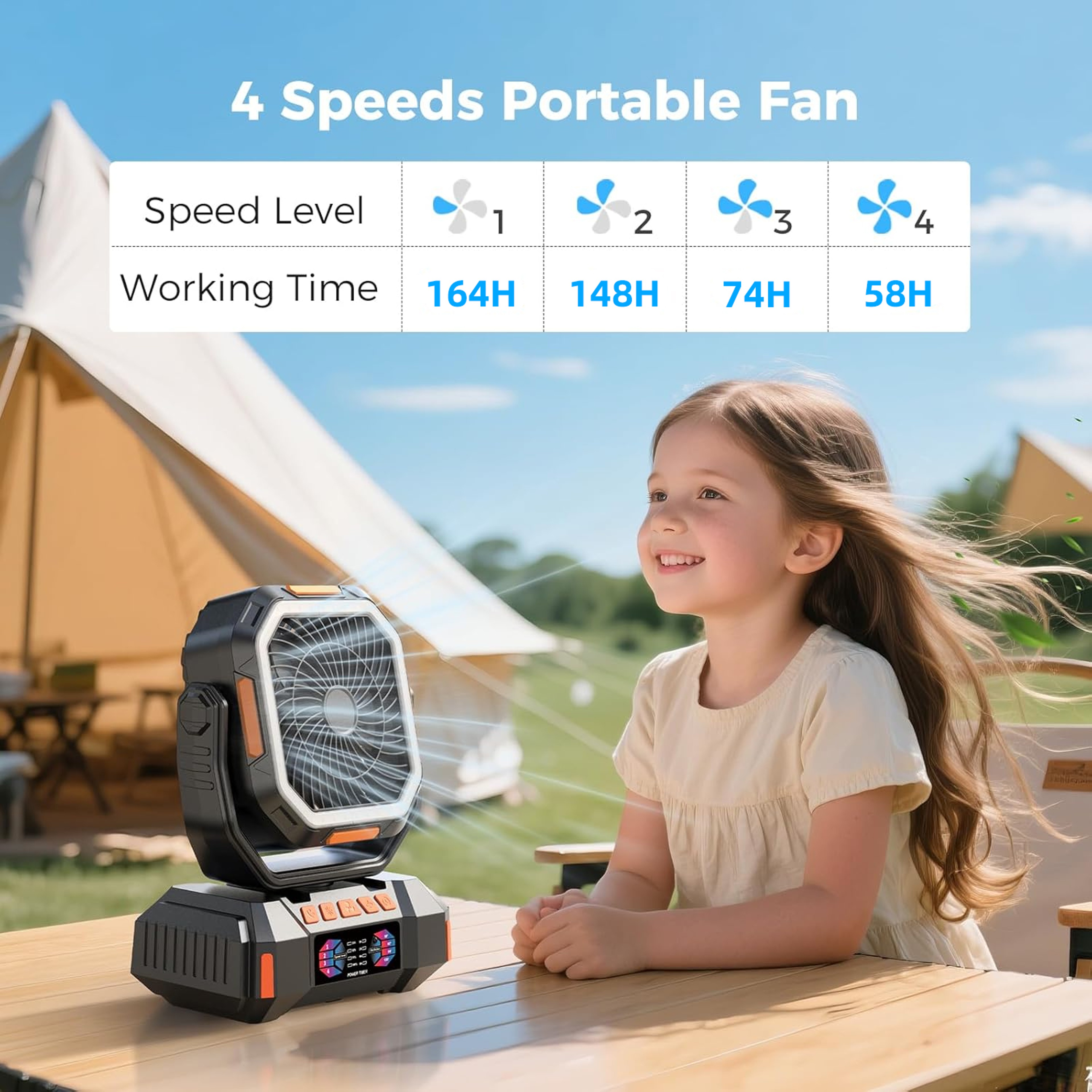 EverCool Portable Camping Fan With LED Lantern  Power Bank 3