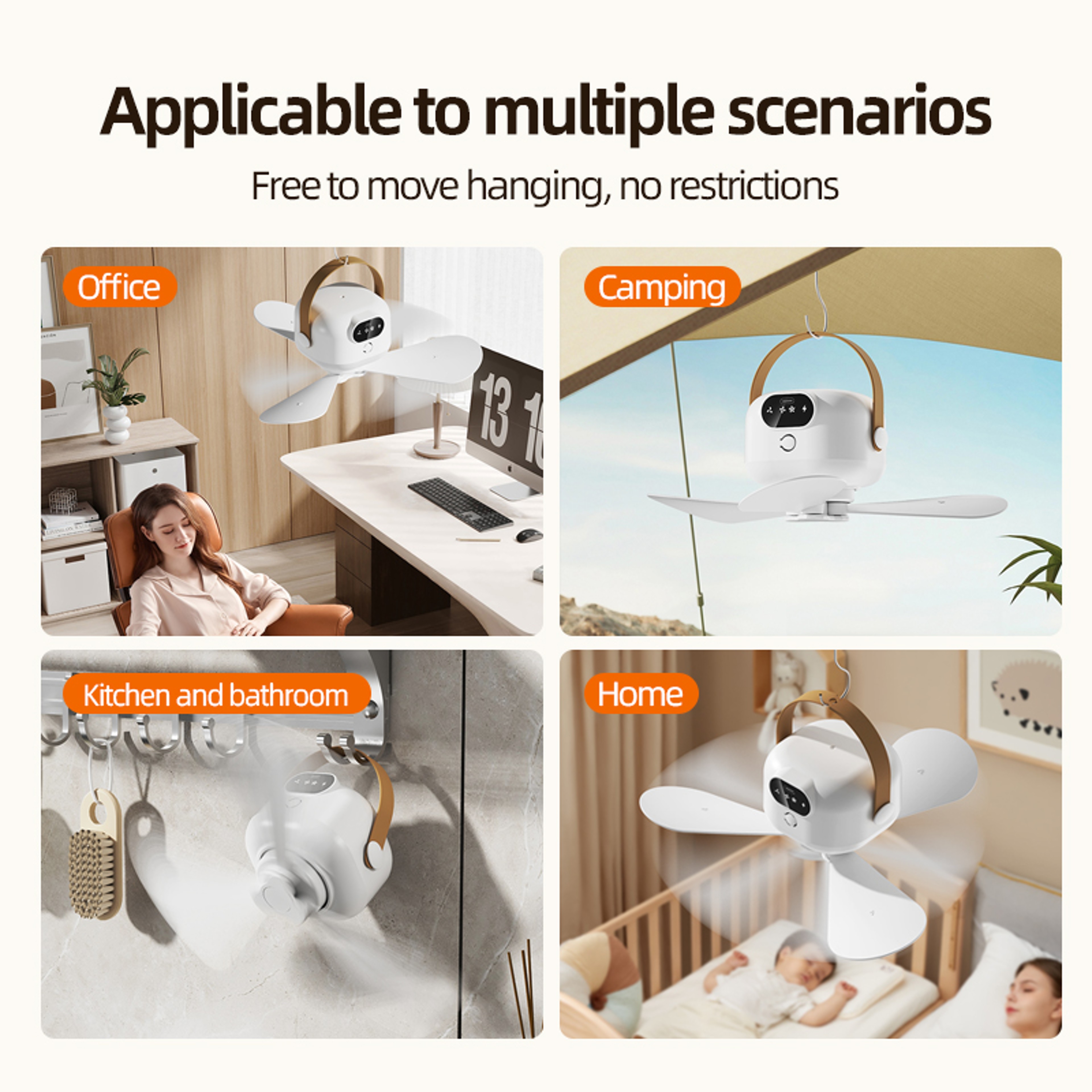 UltraCool Rechargeable Portable Ceiling Fan With Remote  LED Light Wireless Camping Tent Air Circul 5