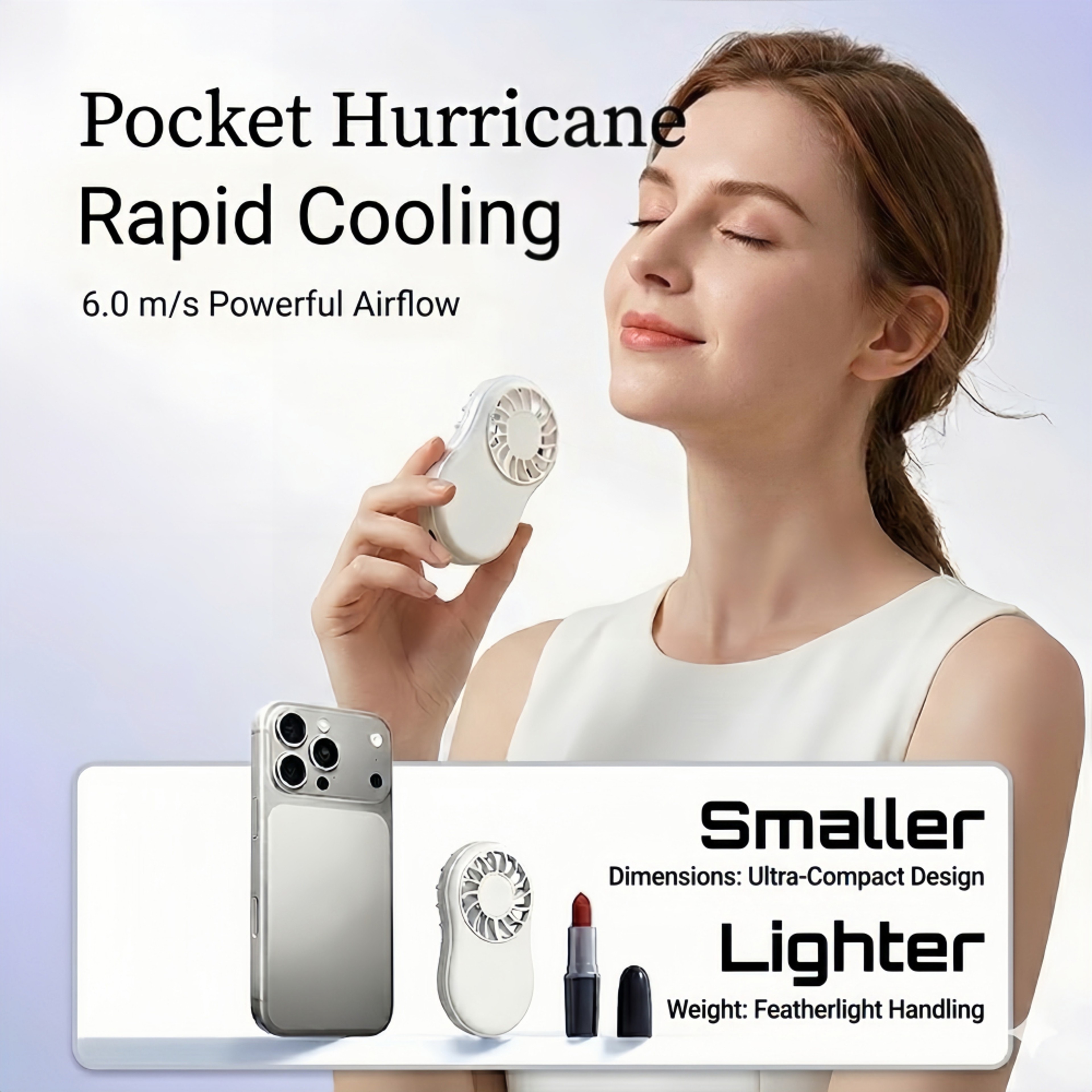 Pocket Breeze Ultra Lightweight USB Rechargeable Mini Fan For Travel Outdoor  Daily Cooling 1