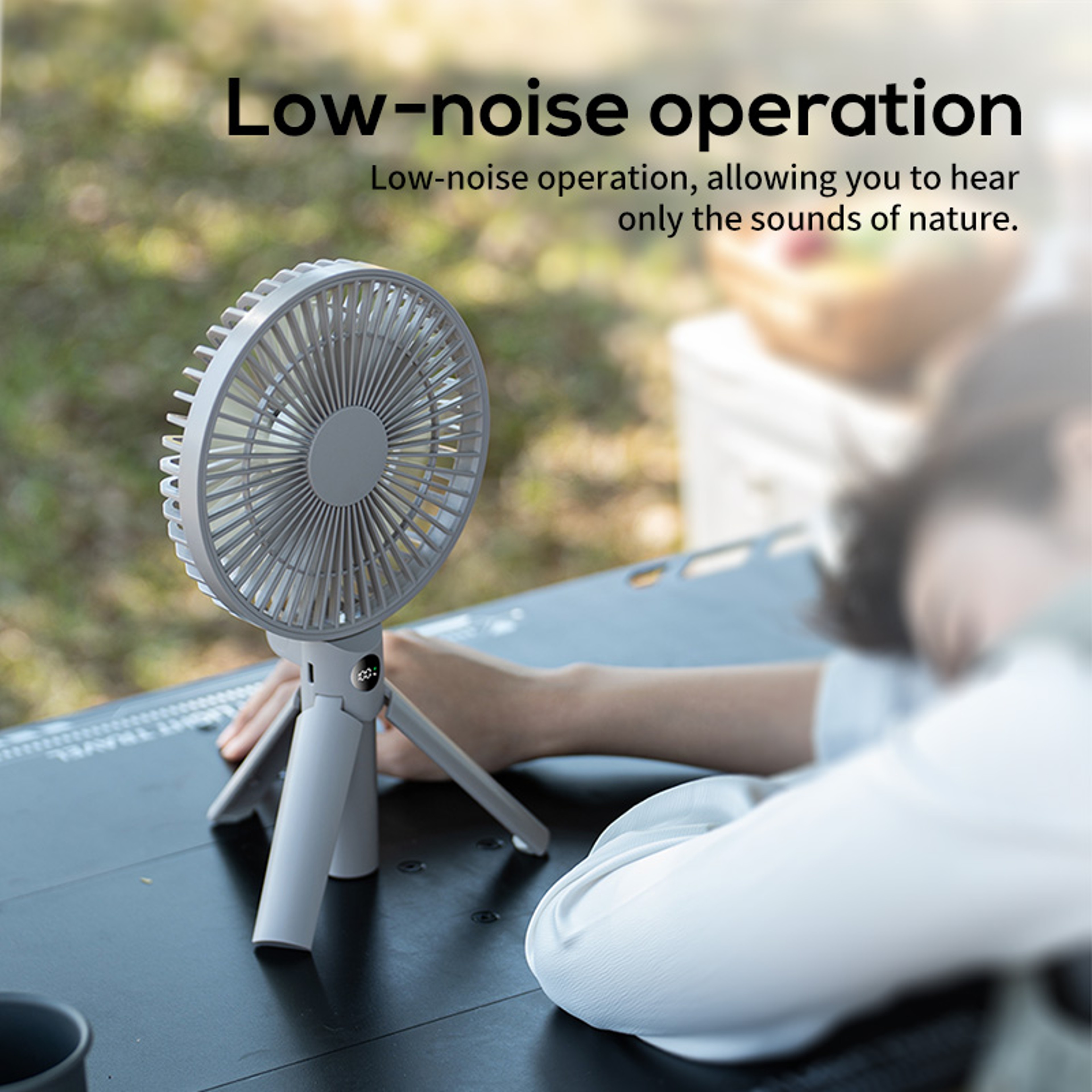 Portable Rechargeable Fan With LED Digital Display  180 Adjustable Tripod Handheld Cooling Fan 3