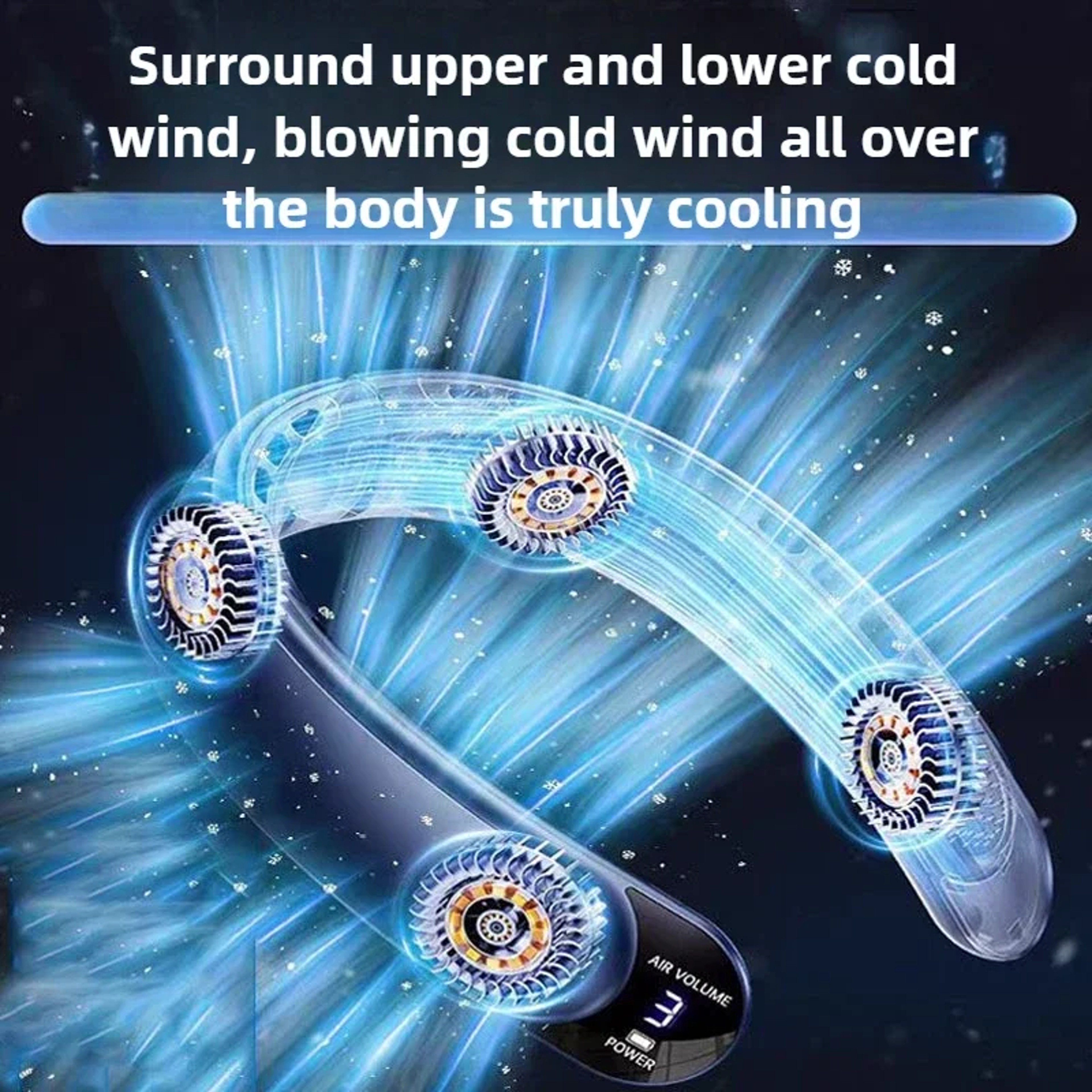Rechargeable Bladeless Portable Neck Fan Wearable Cooling Fan with 3 Speeds & Digital Display – view 3