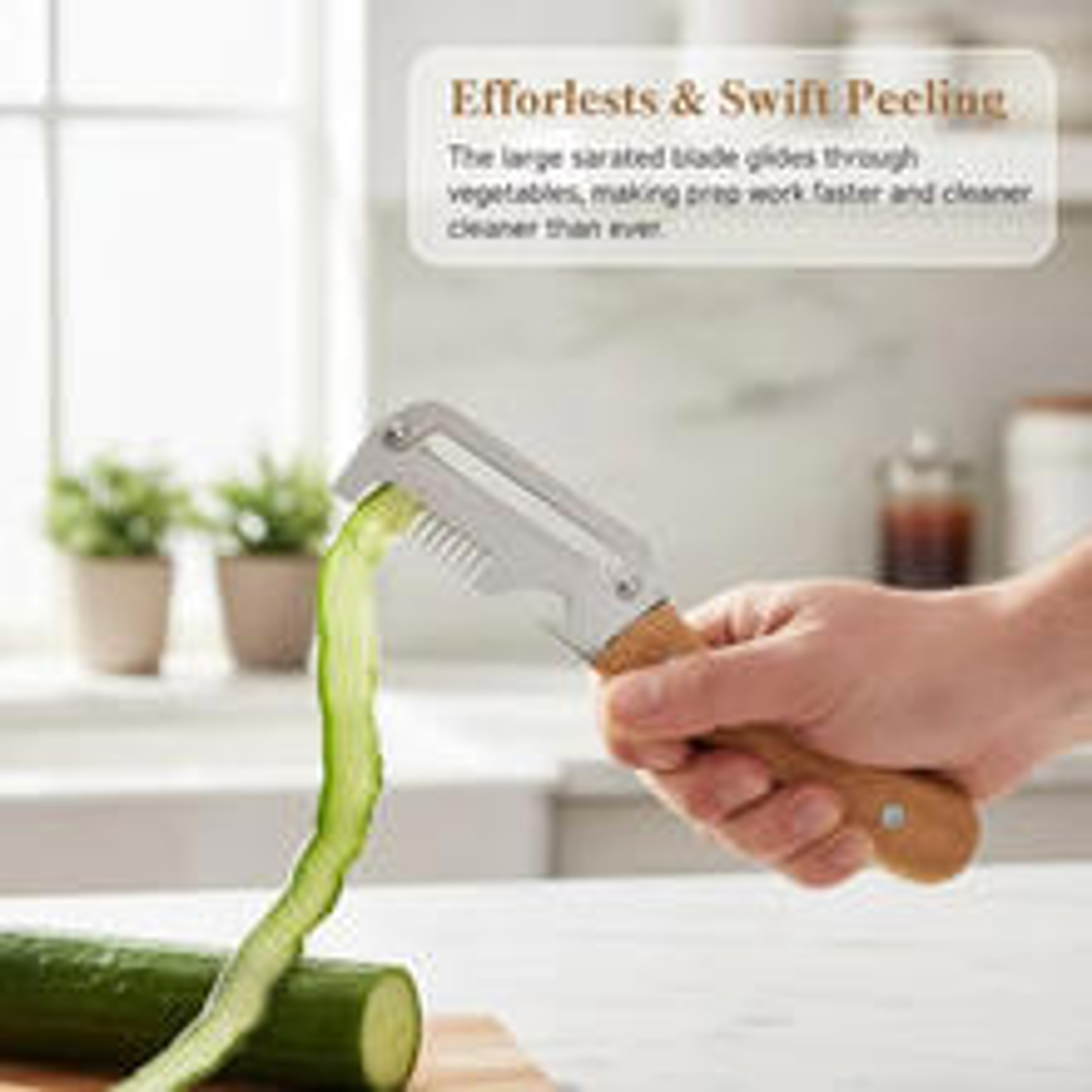 Premium Stainless Steel Vegetable Peeler With Non Slip Wooden Handle For Fruits  Potatoes 3