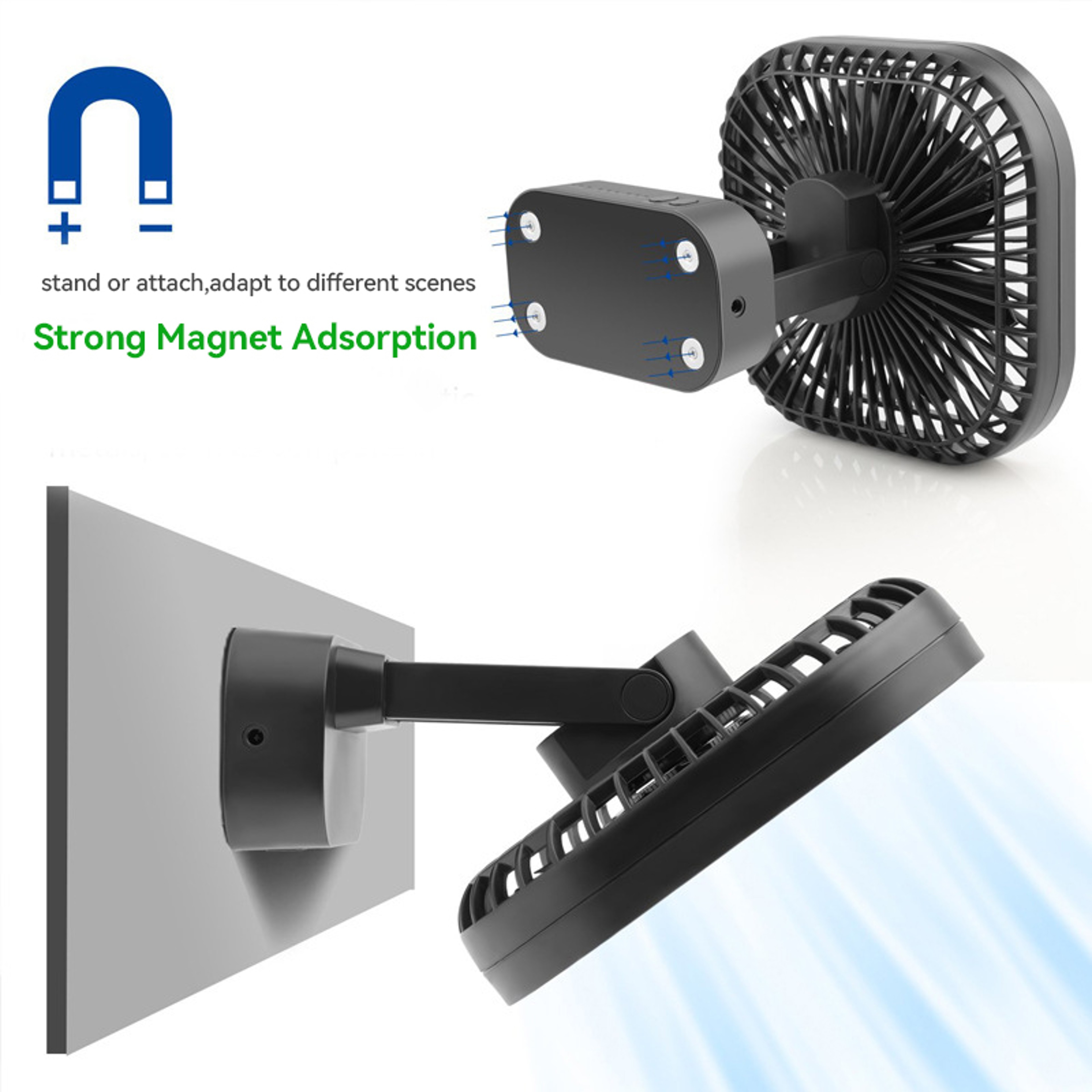 Portable USB Desk Fan With Magnetic Base  Quiet Airflow 2