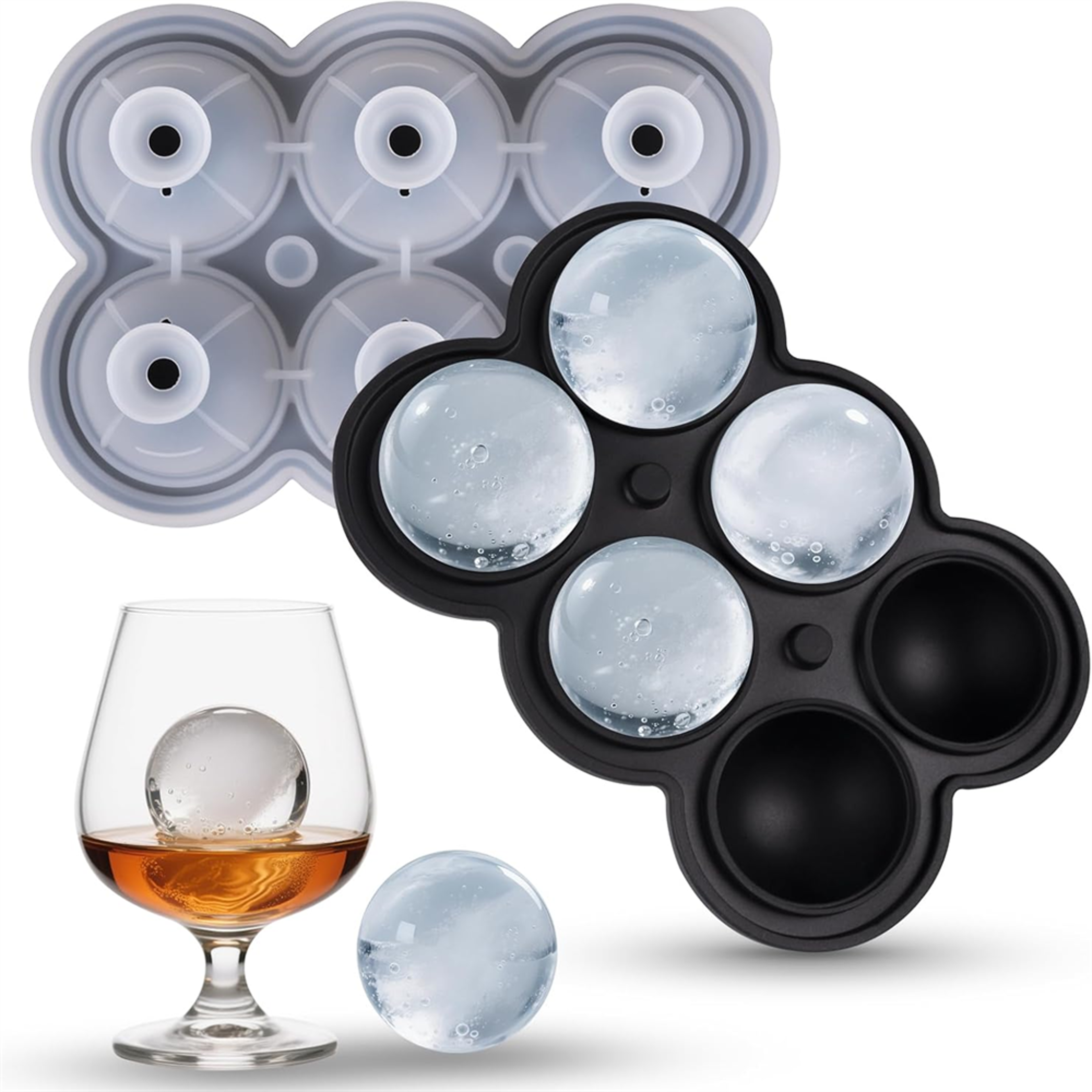 GlacierSphere Large Ice Cube Mold BPA Free Silicone Ice Cube Tray For Slow Melting Drinks 0
