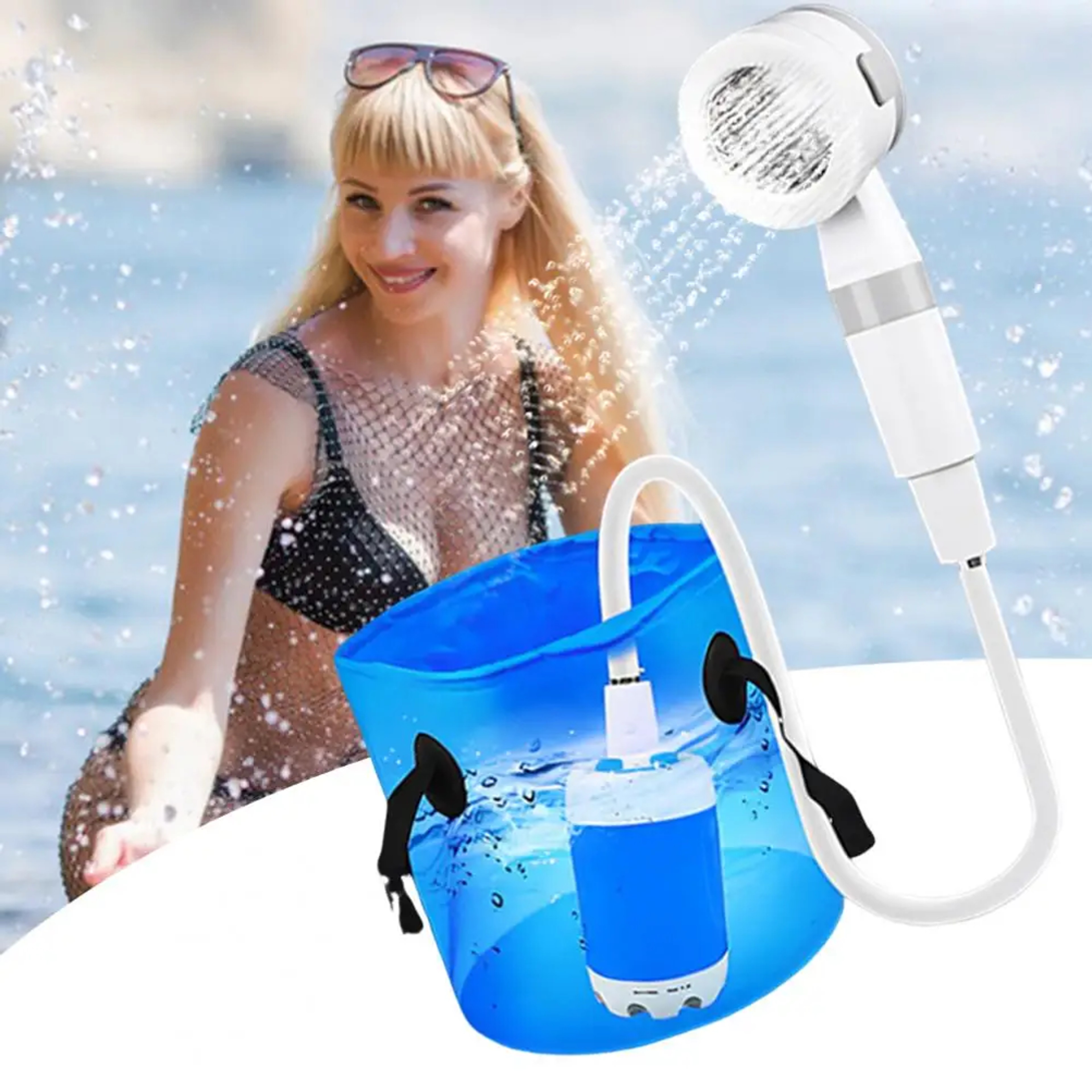 TrailFlow Pro Rechargeable Portable Camping Shower With Digital Display  High Pressure Pump 0