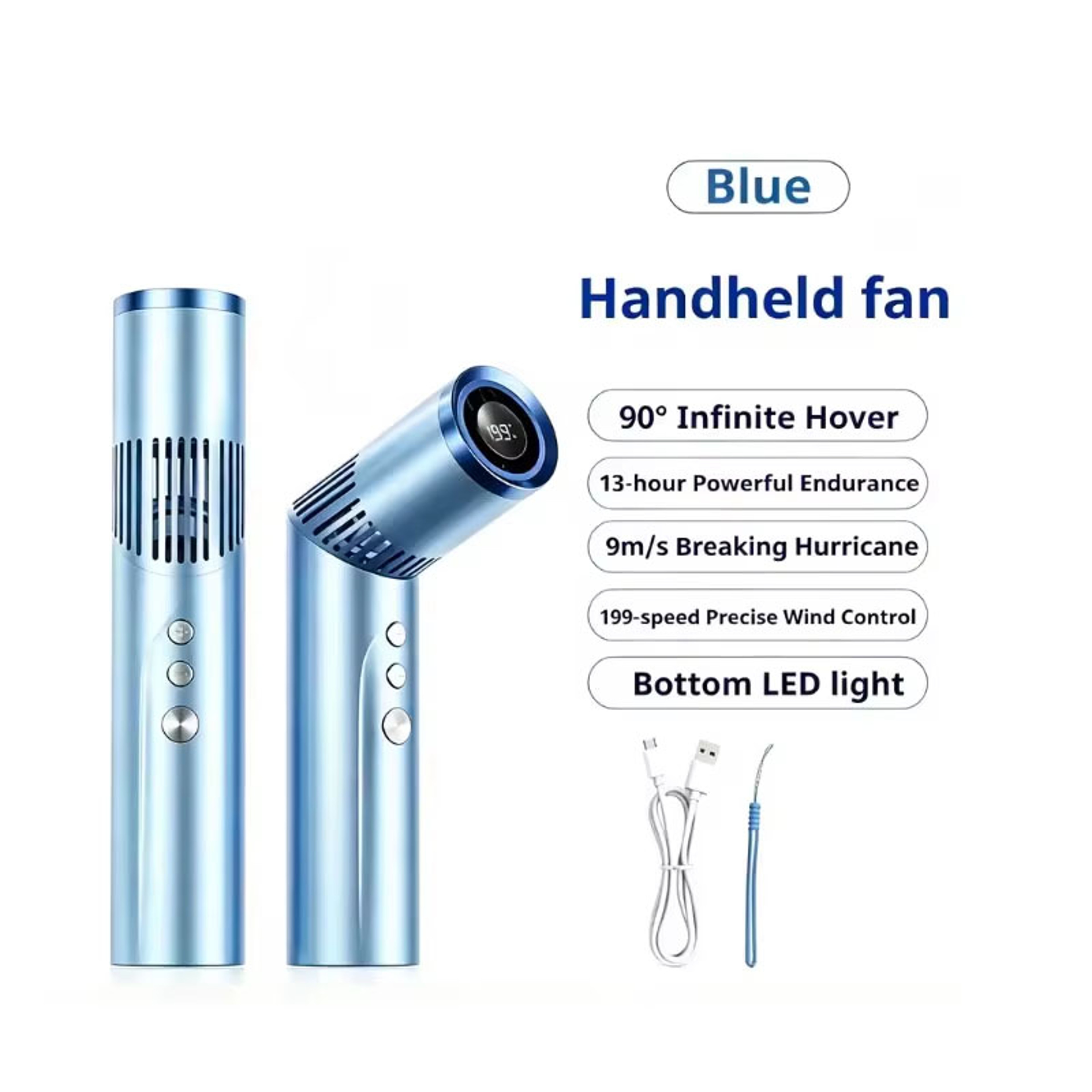 Portable Handheld Fan With LED Display Rechargeable Mini Folding Fan 9