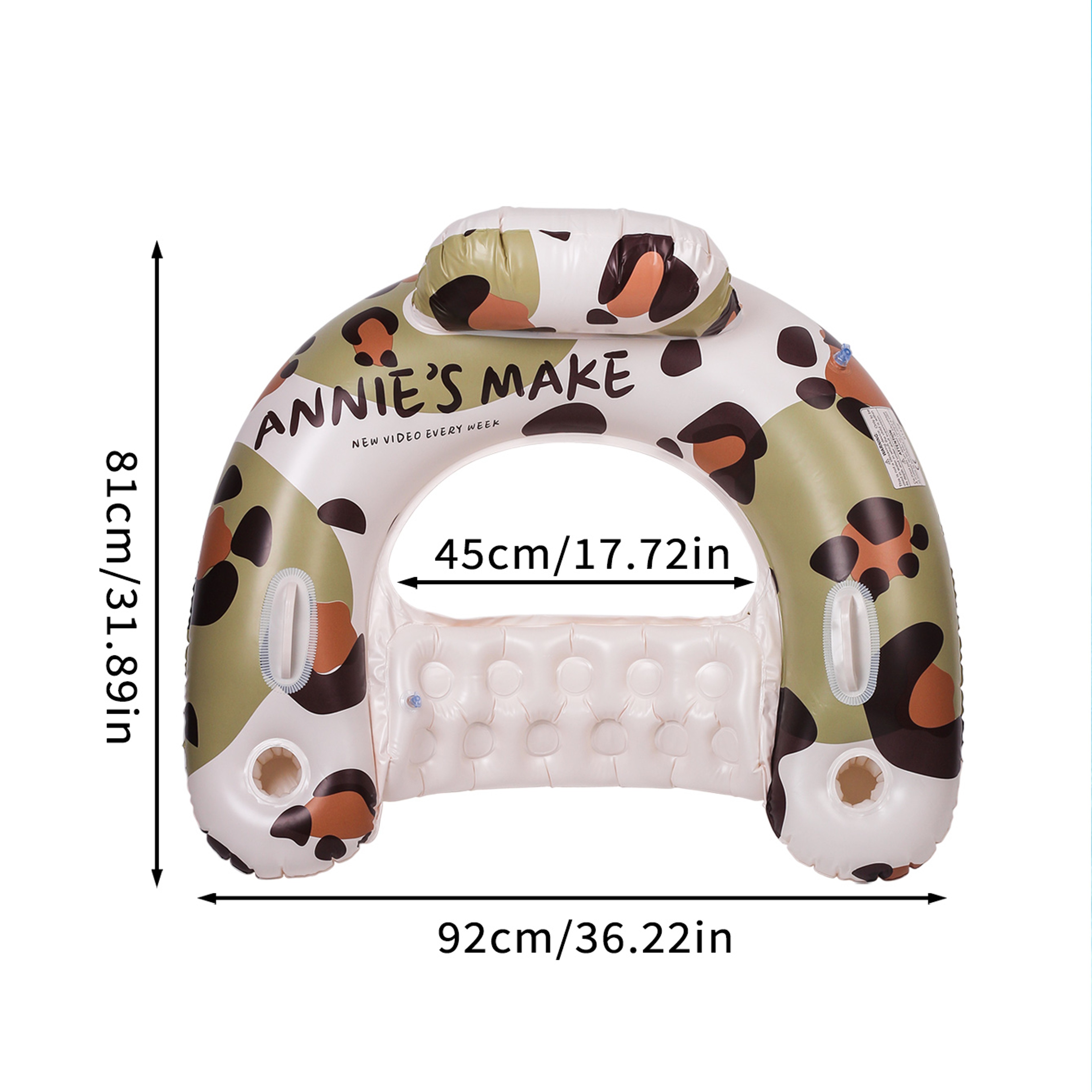 Leopard Print Pool Float Chair With Cup Holder  Water Hammock Lounger For Summer Relaxation 5
