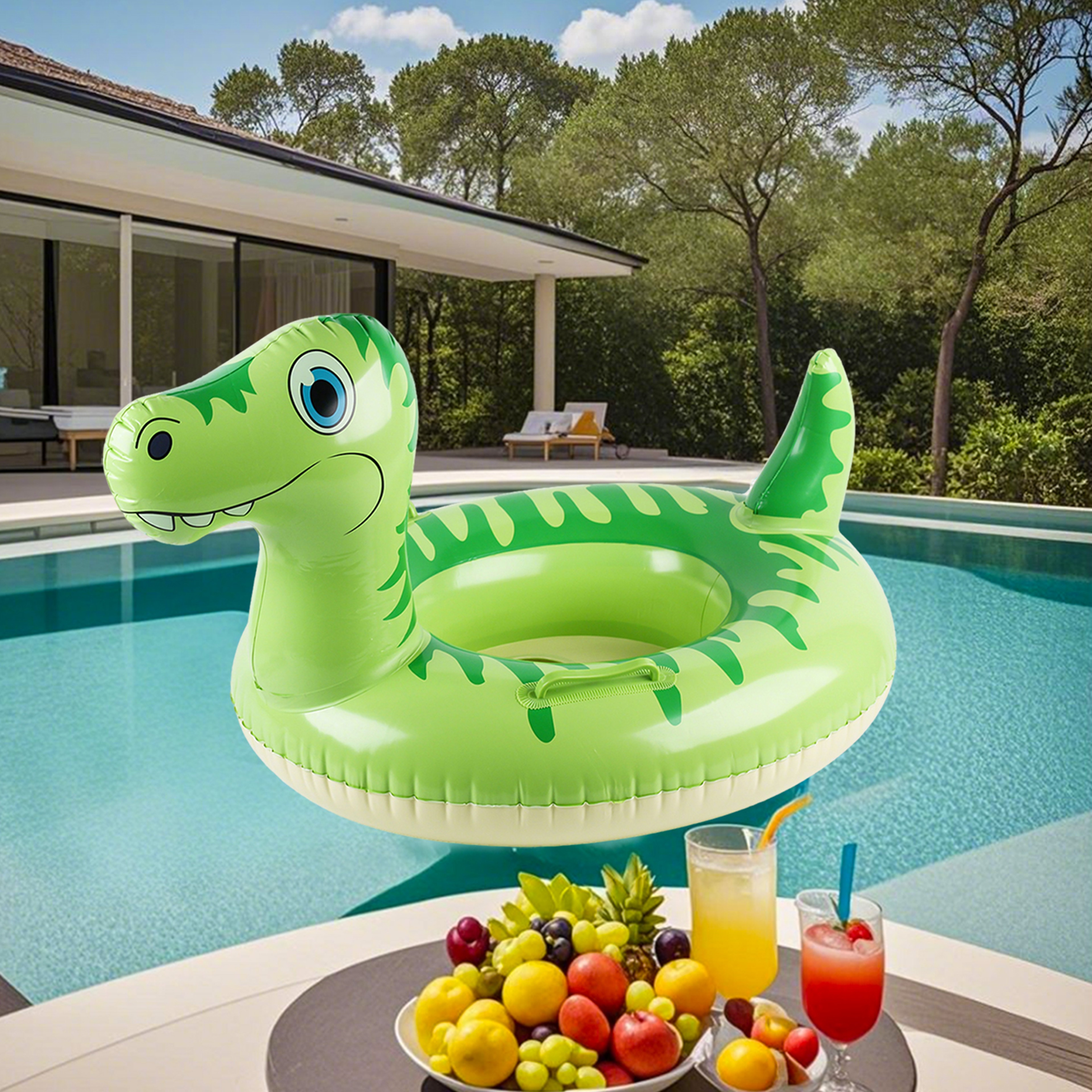 DinoSplash Inflatable Dinosaur Swim Ring For Kids Fun Pool Adventures 0