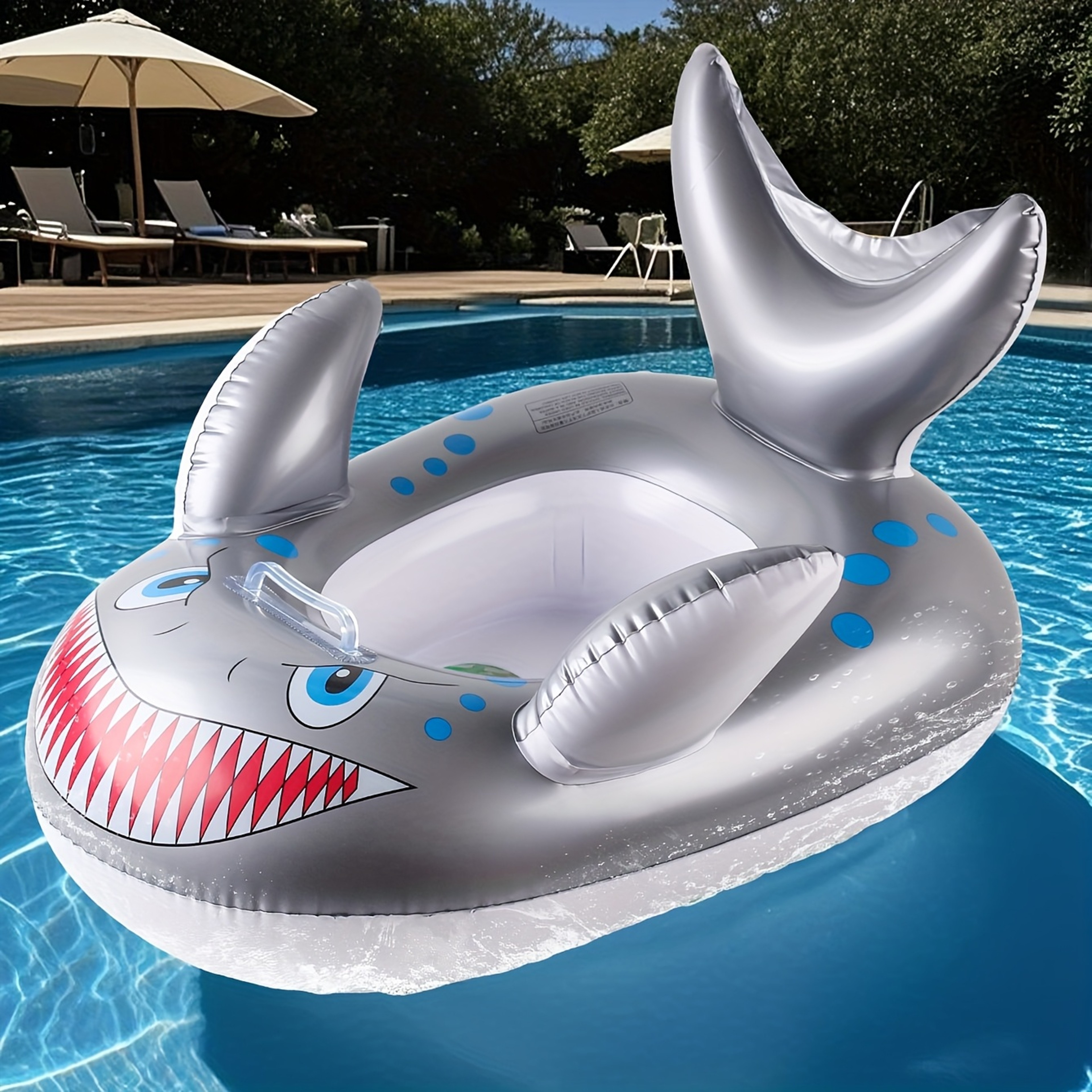 AquaCloud Pool Float Seat With Canopy  Handles Inflatable Pool Chair For Relaxing Water Lounging 0
