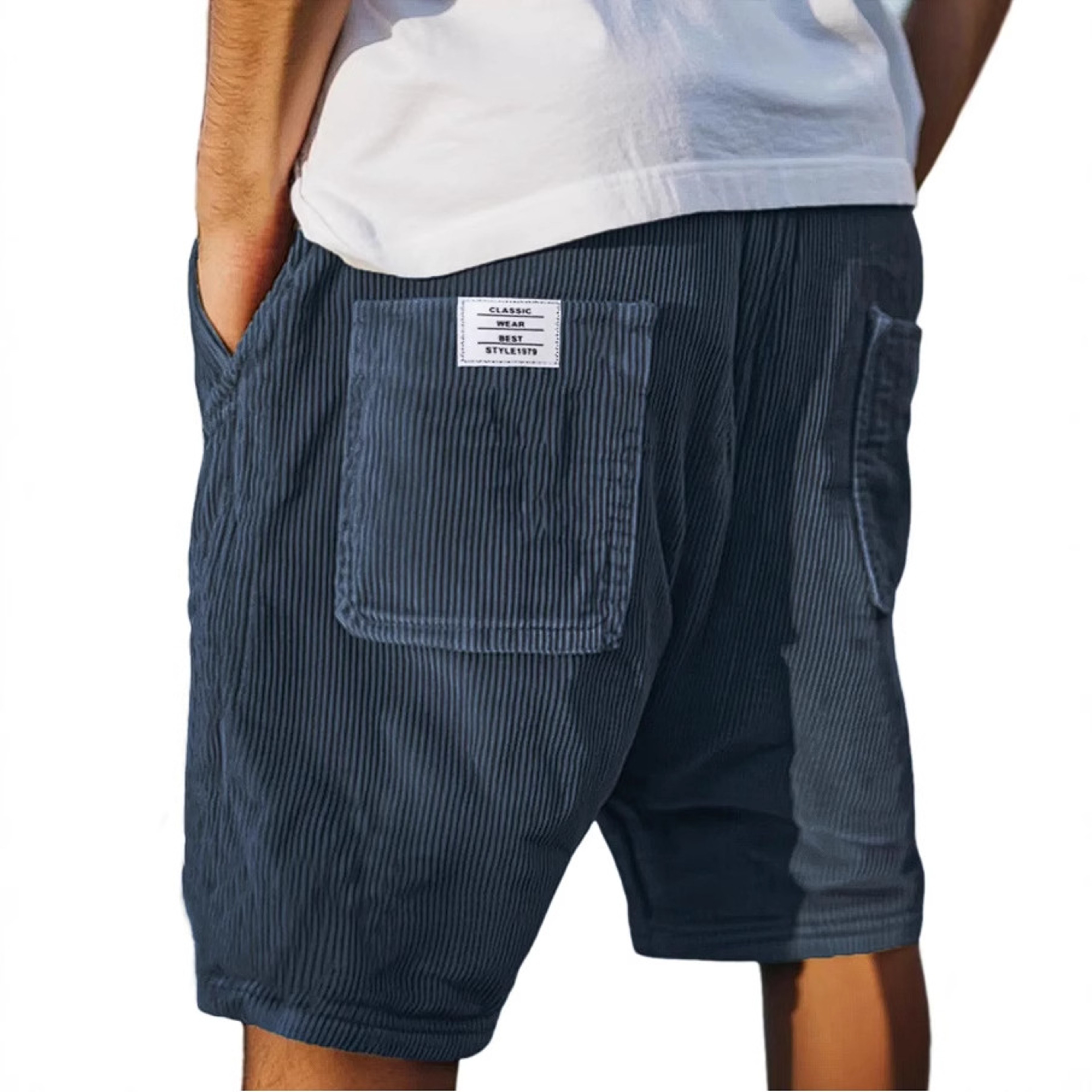Men Corduroy Drawstring Casual Sport Shorts For Summer Comfort 5
