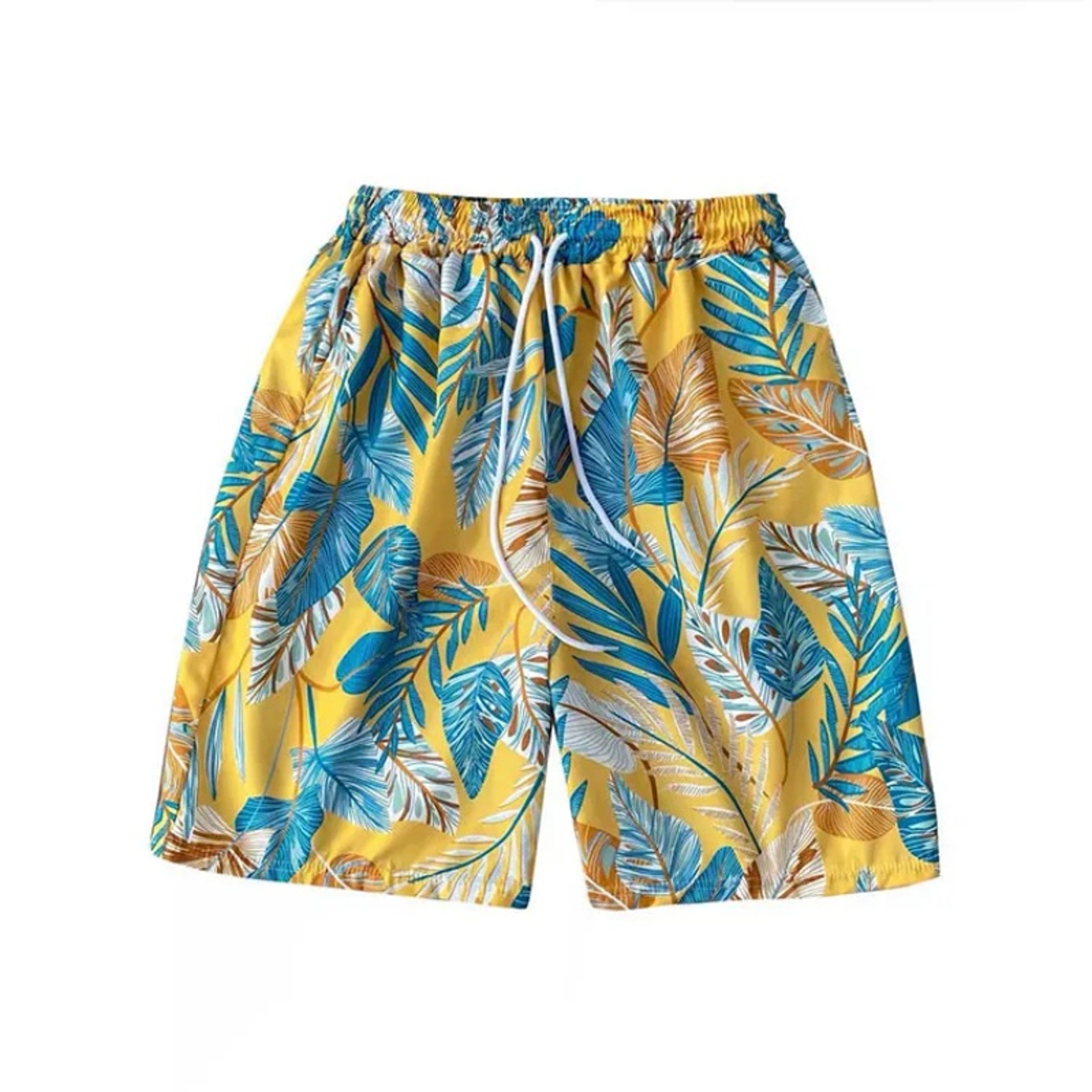 Tropical Leaf Print Mens Beach Swim Shorts 4
