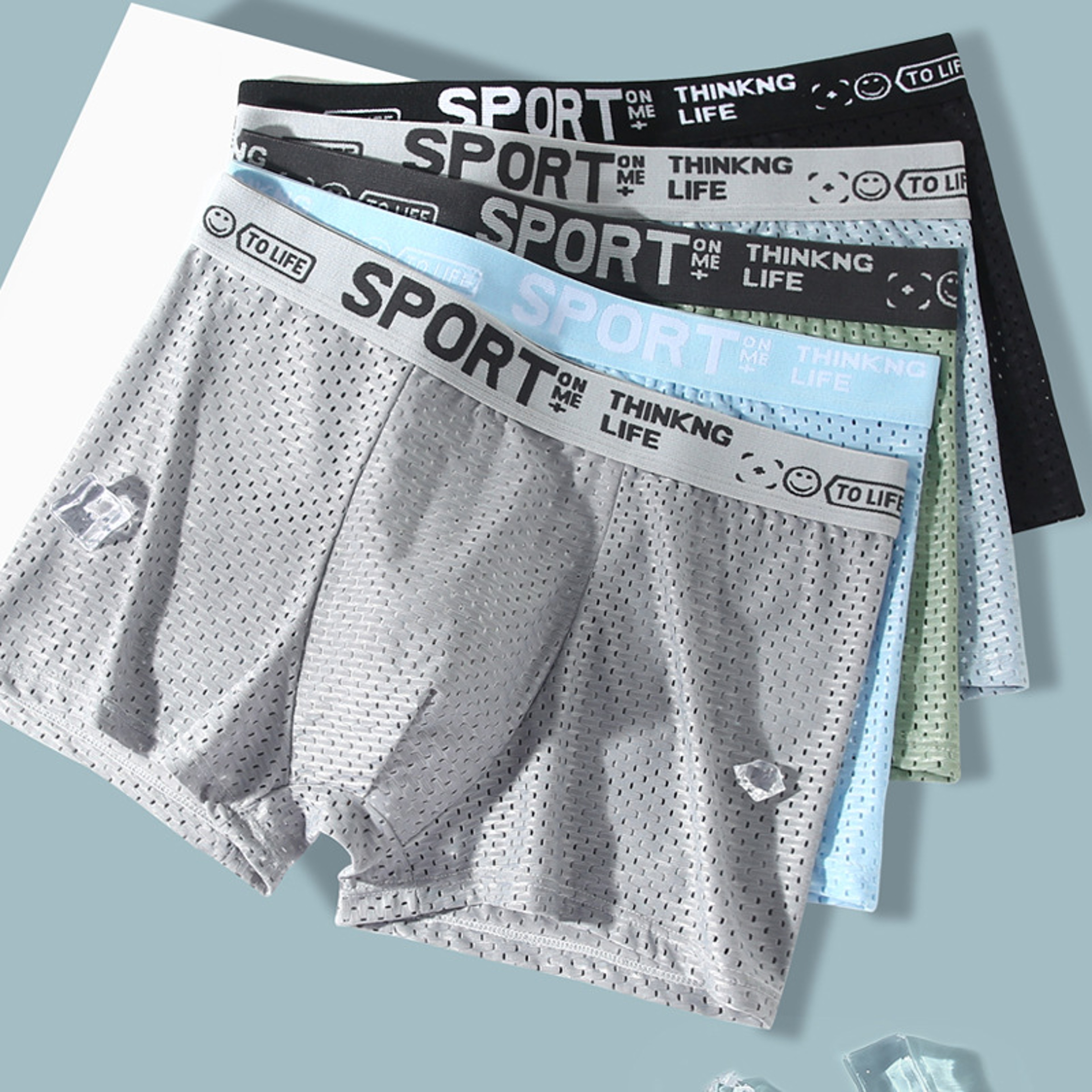 Ice Silk Mesh Boxer Briefs For Men Breathable Cooling Summer Underwear 2