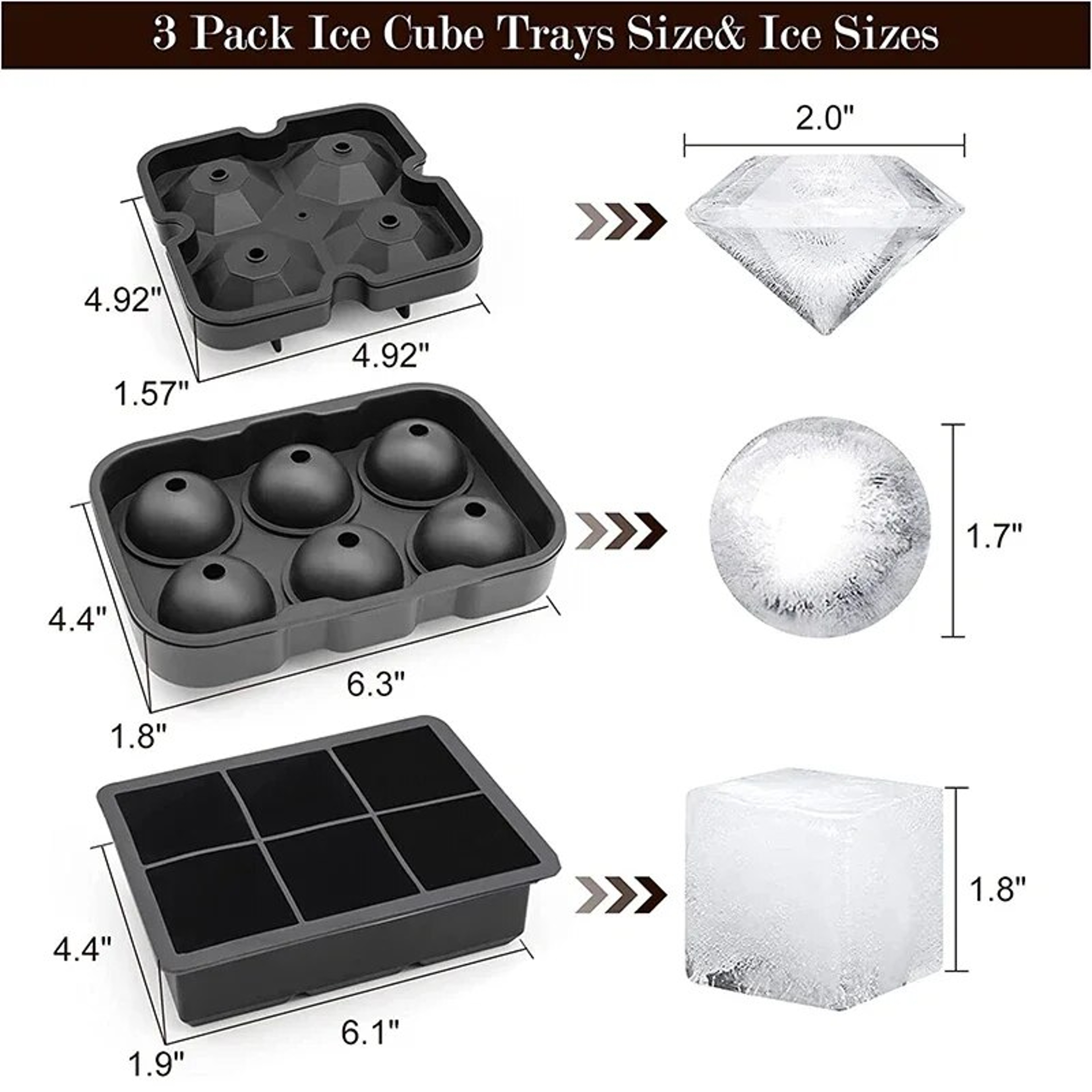 IceSphere Silicone Ice Cube Tray With Lid For Whiskey Balls  Diamond Ice Cubes 1