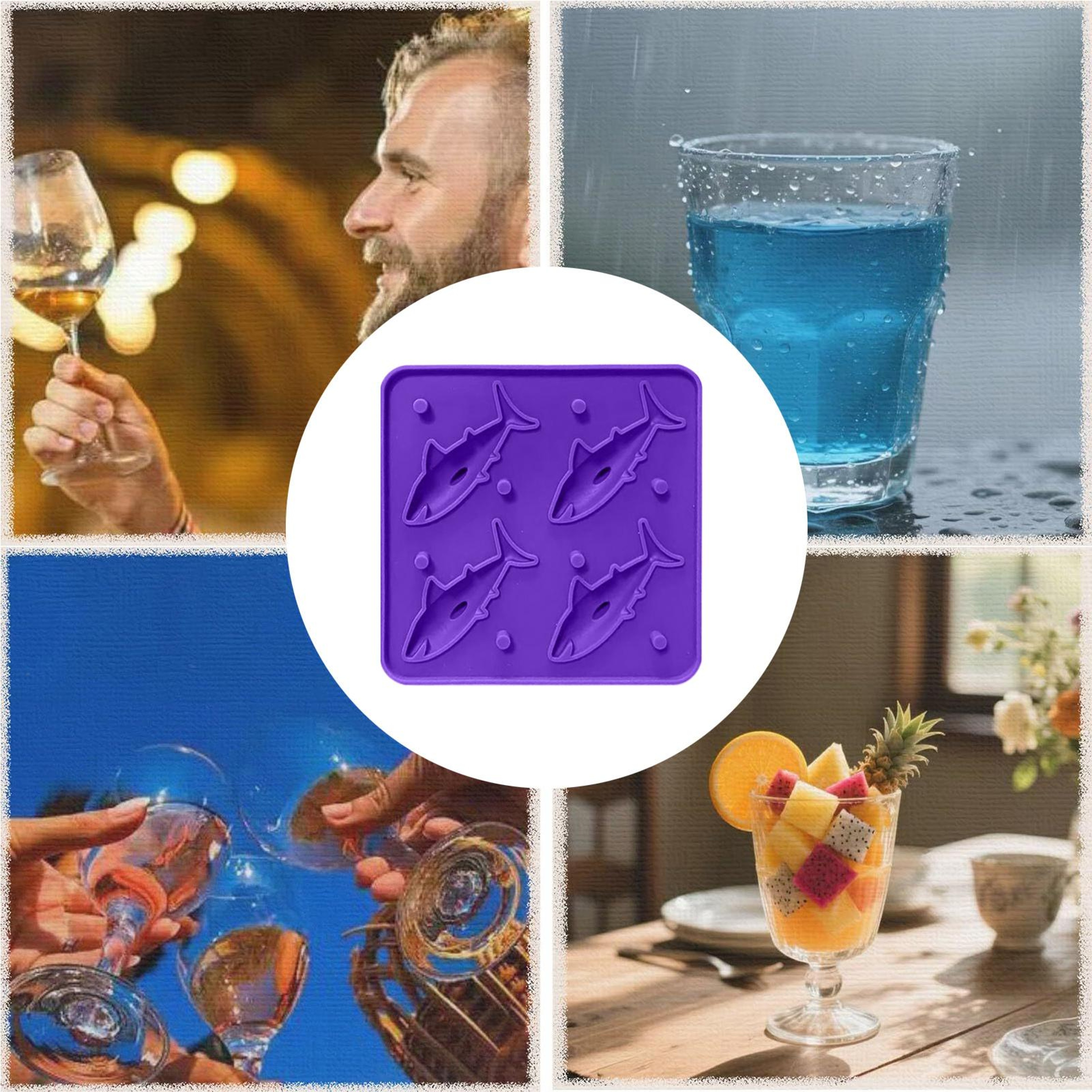 Shark Ice Mold Silicone Tray 4 Cavity Reusable Ice Cube Mold For Drinks  Parties 4