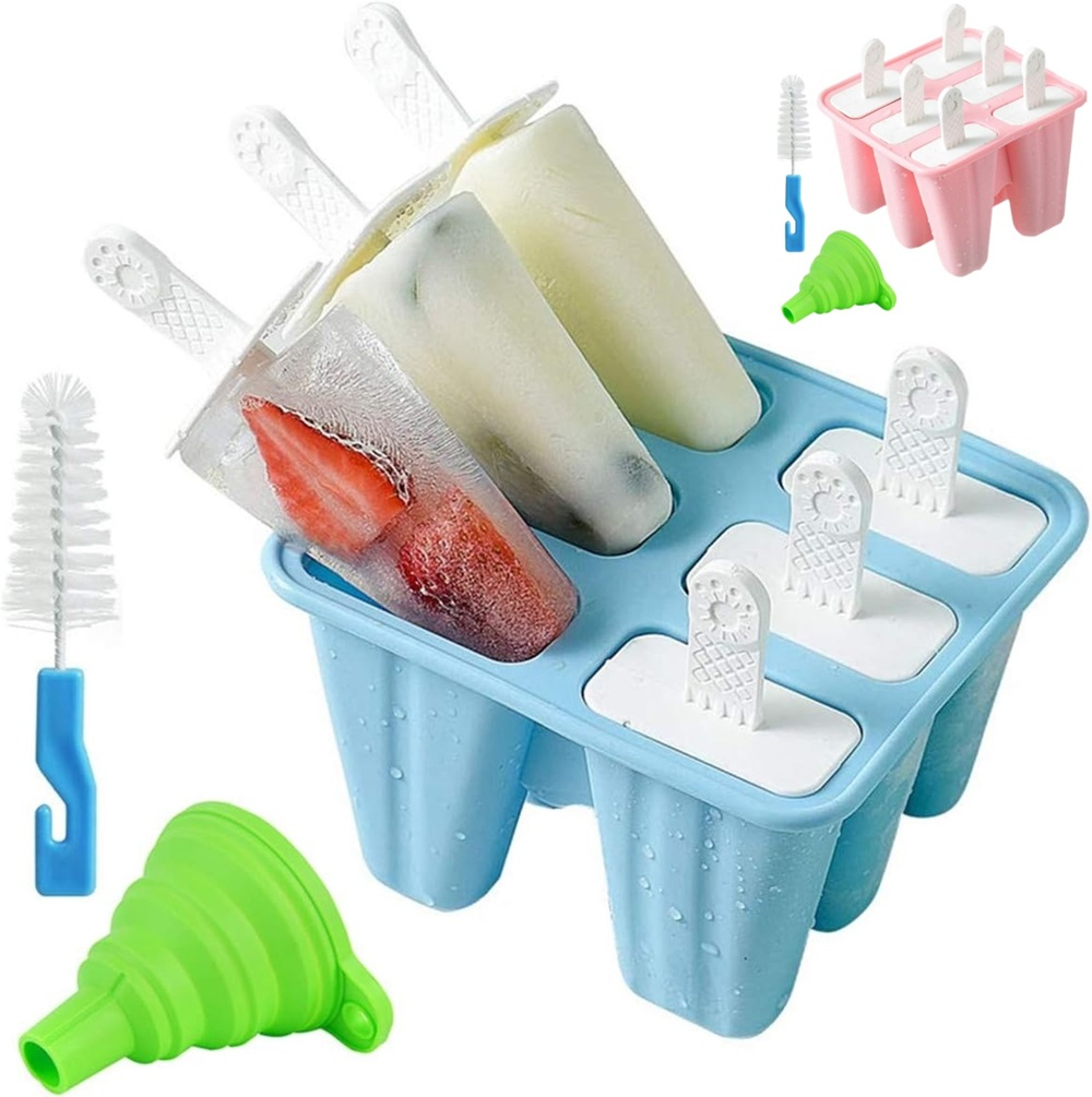 Silicone Popsicle Maker Tray With Reusable Sticks 6 Cavity Popsicle Mold For Homemade Frozen Treats 0