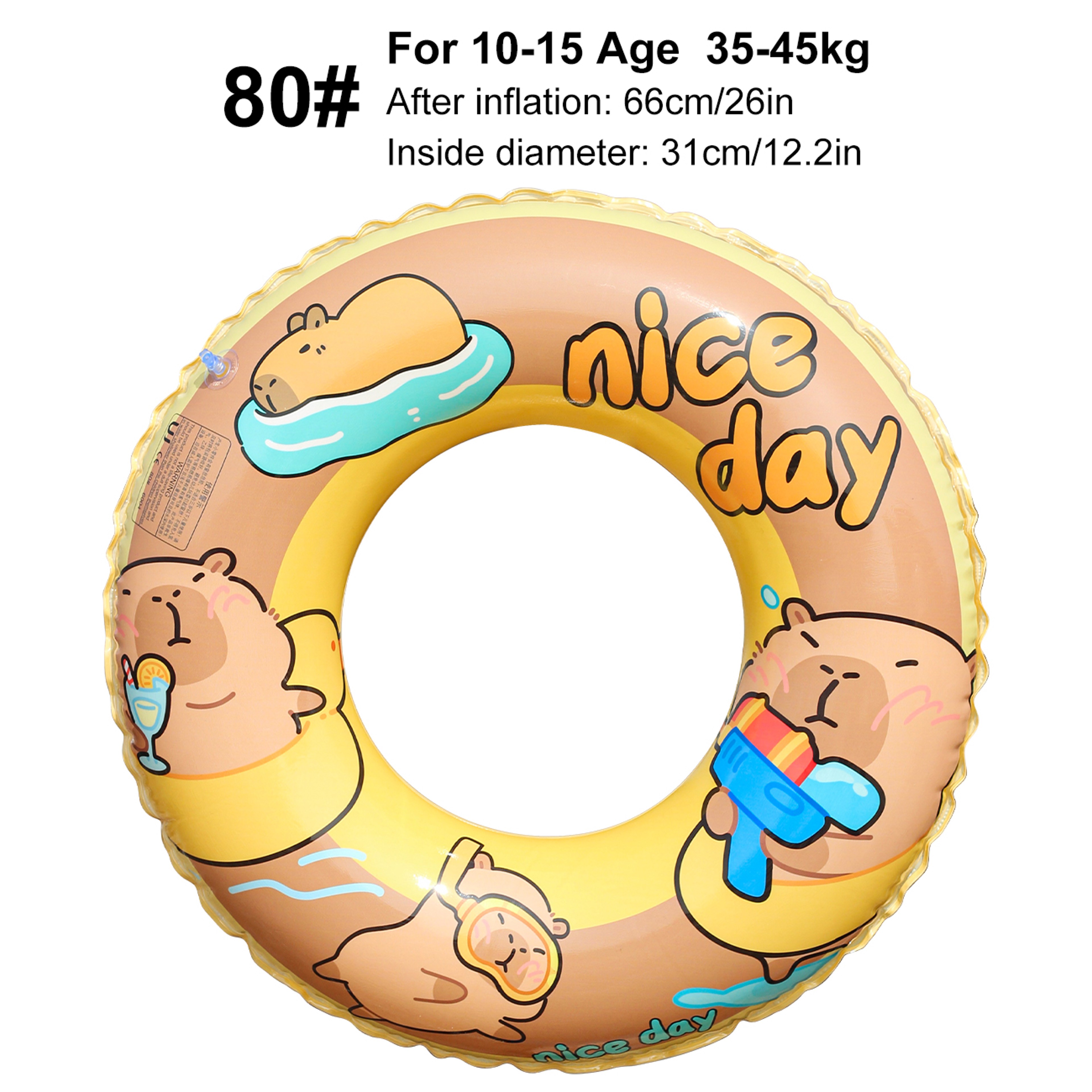 Capybara Inflatable Pool Float Ring Cute Summer Water Float For Beach  Pool Fun 8