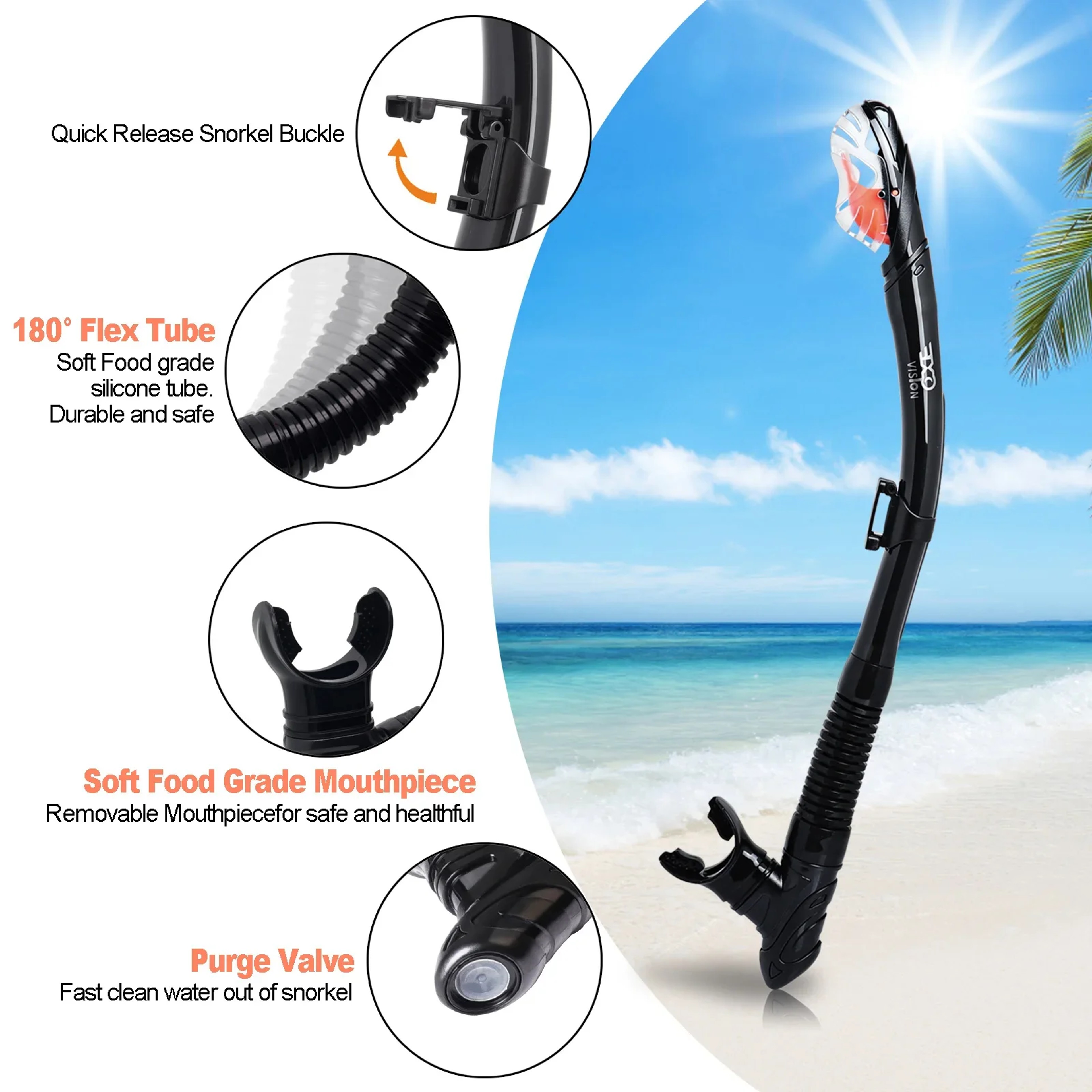 OceanView Pro 3 Window Snorkel Set With Anti Fog Diving Mask  Dry Top Snorkel 2