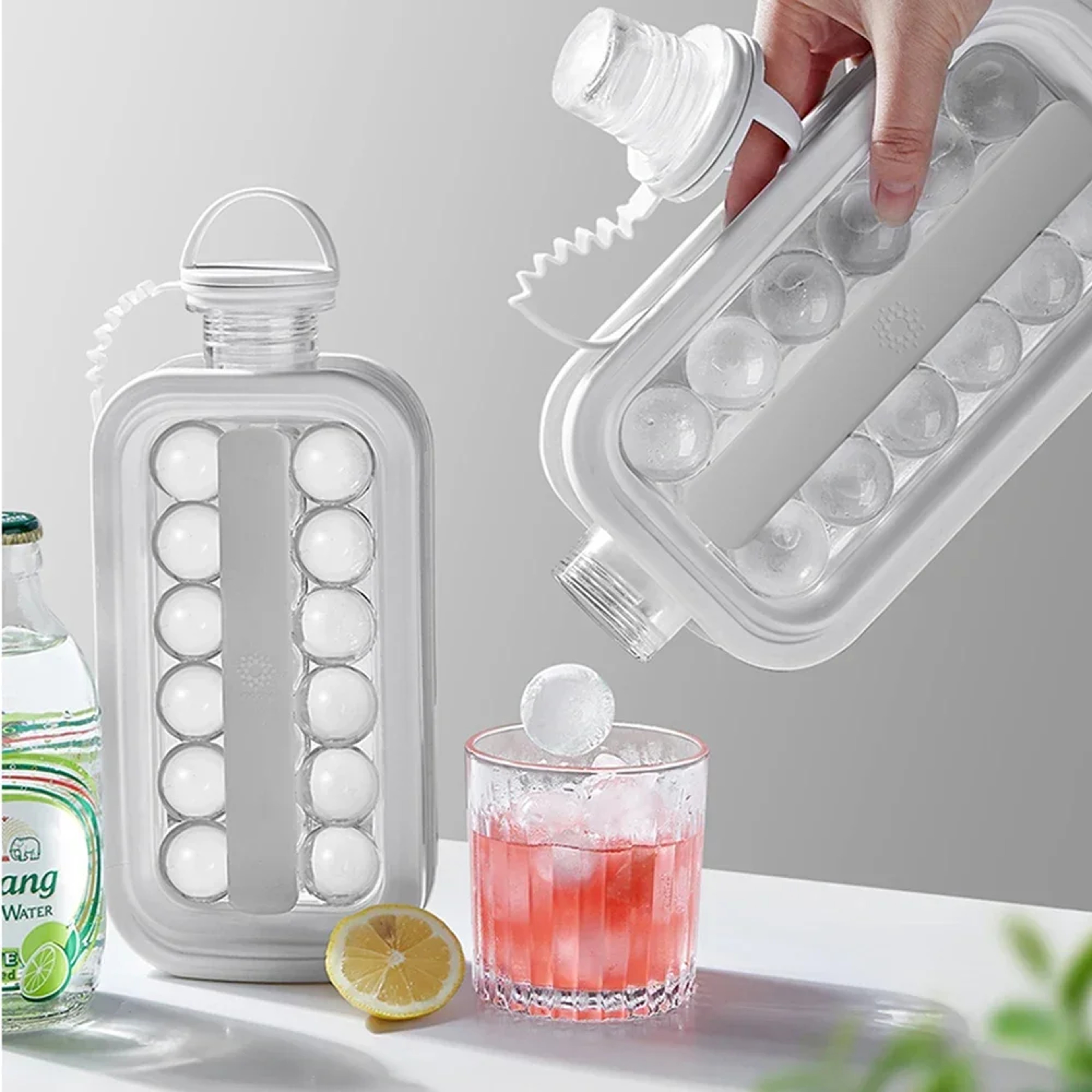 2 in 1 Portable Circular Ice Cube Tray Water Bottle Puck Mold 12 Grid Ice Maker – view 3