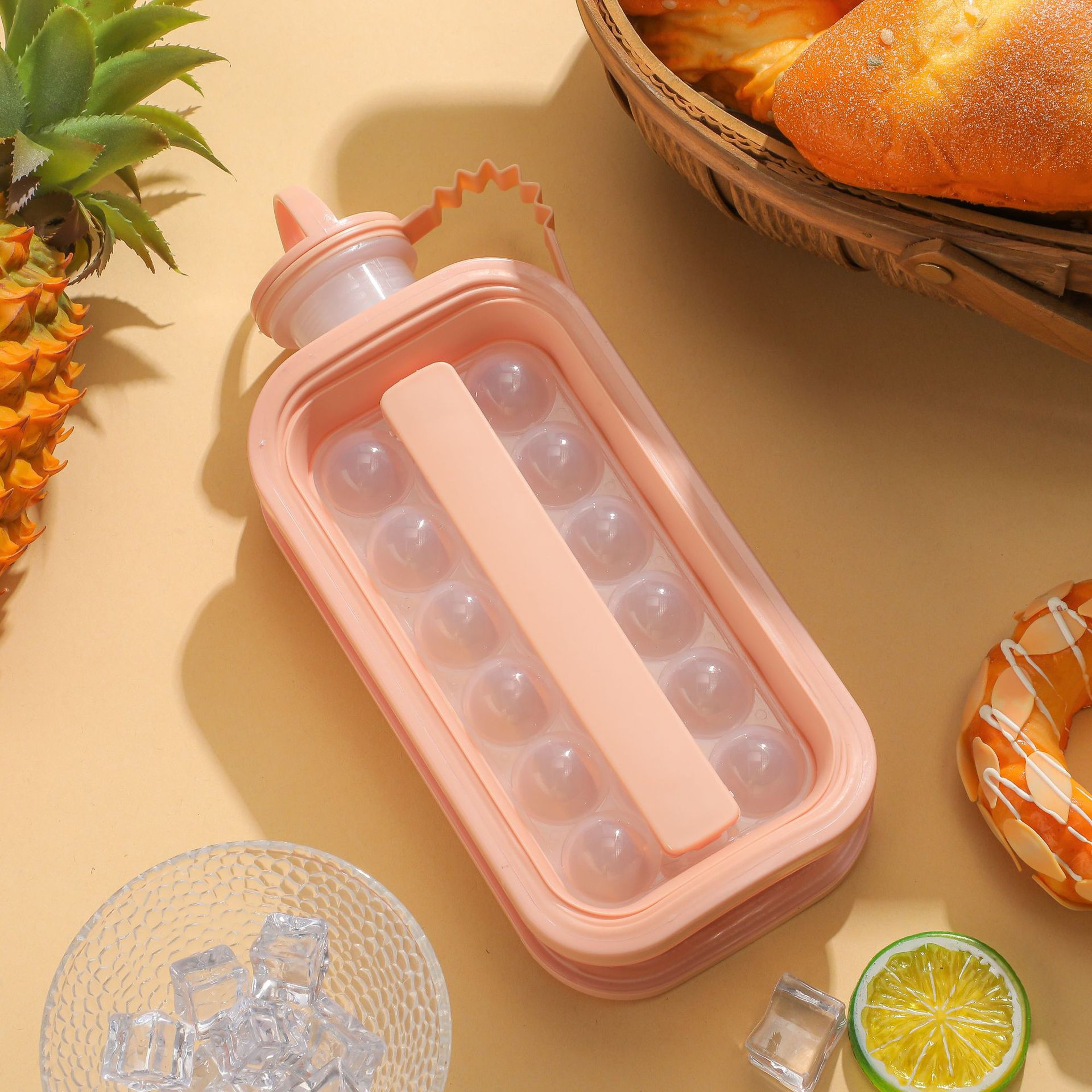 2 in 1 Portable Circular Ice Cube Tray Water Bottle Puck Mold 12 Grid Ice Maker – view 8