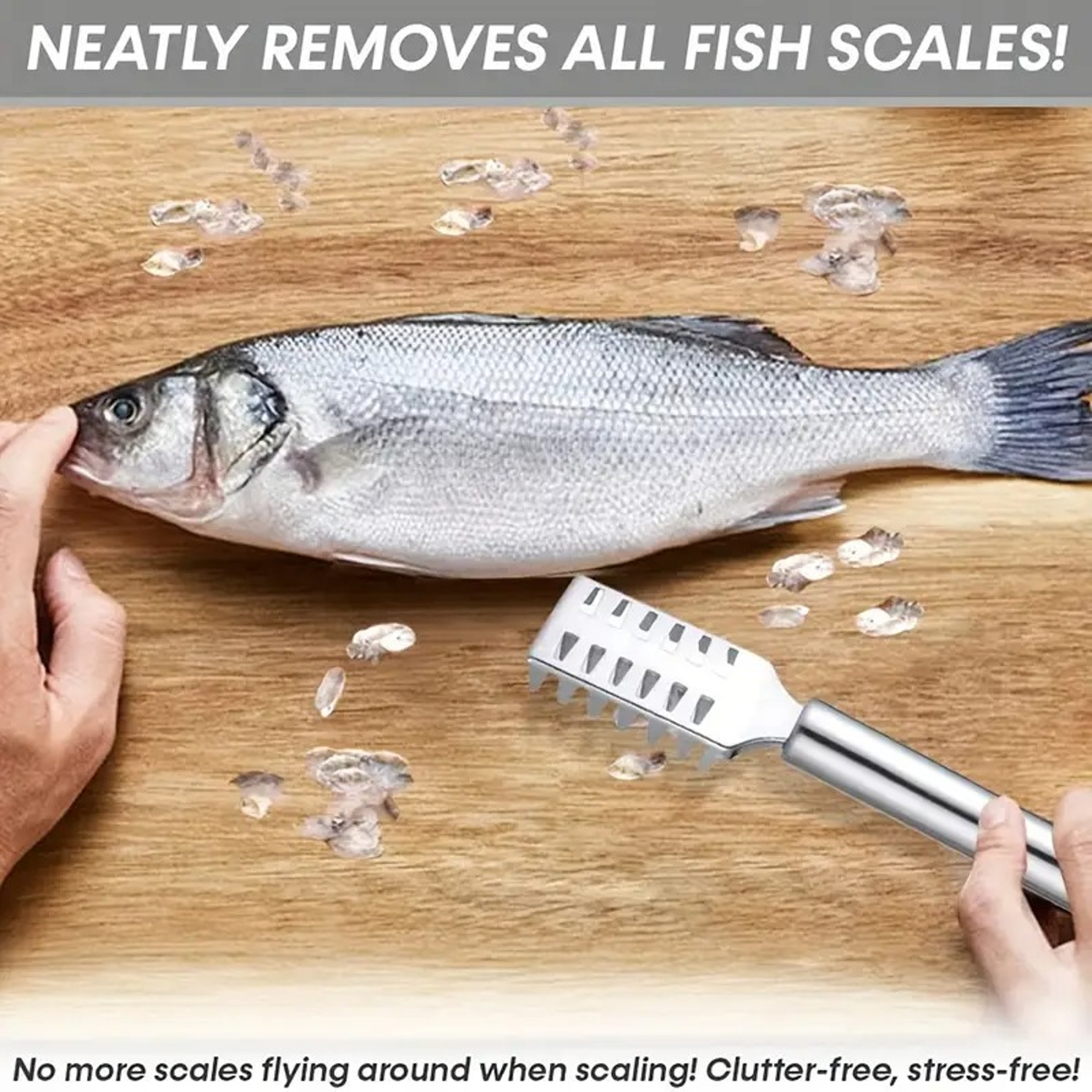 Multi Purpose Kitchen Scraper Fish Scaler Vegetable Prep Tool 23cm Non Slip Handle 4