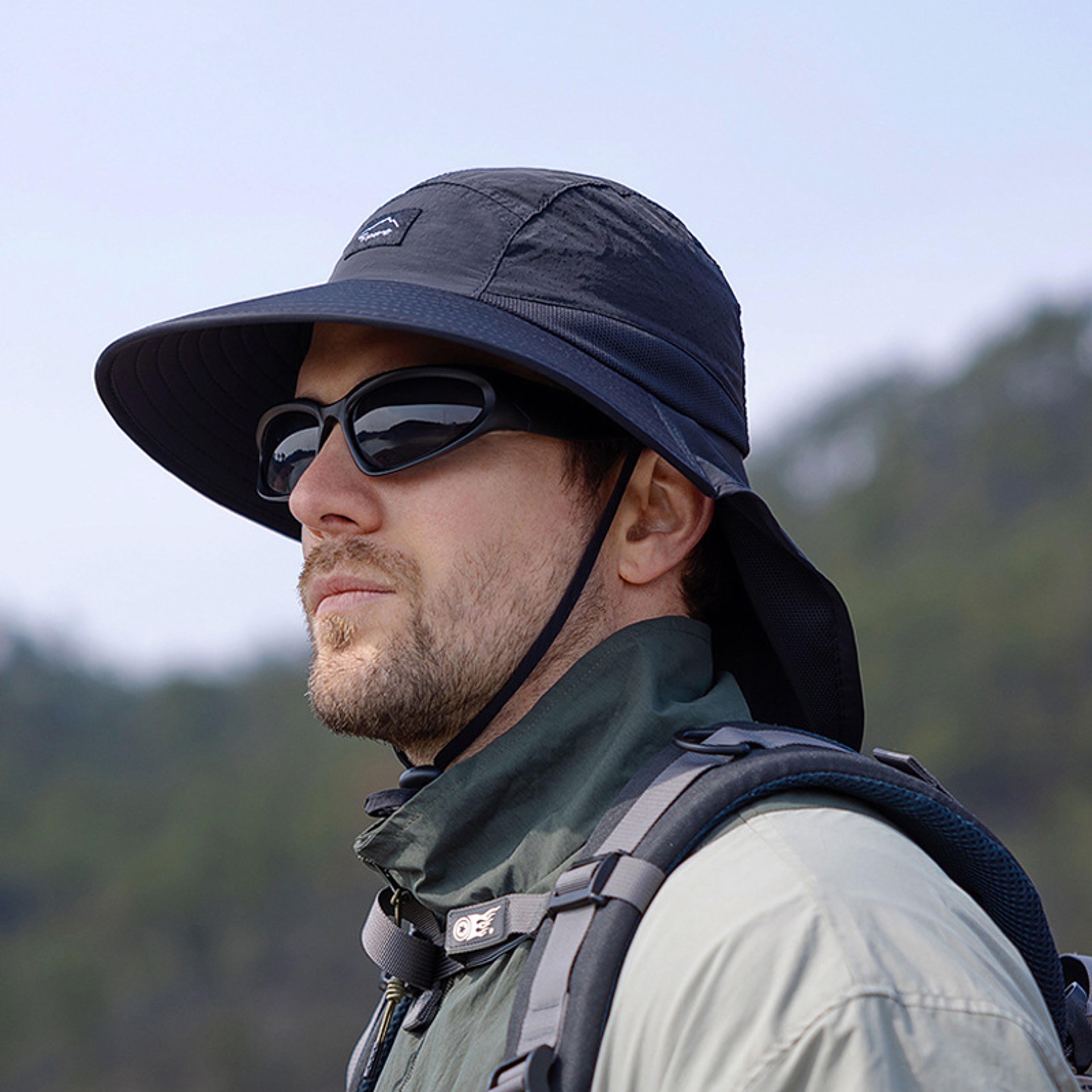 SunShield Wide Brim Bucket Hat With Neck Flap For Hiking Fishing  UV Protection 0