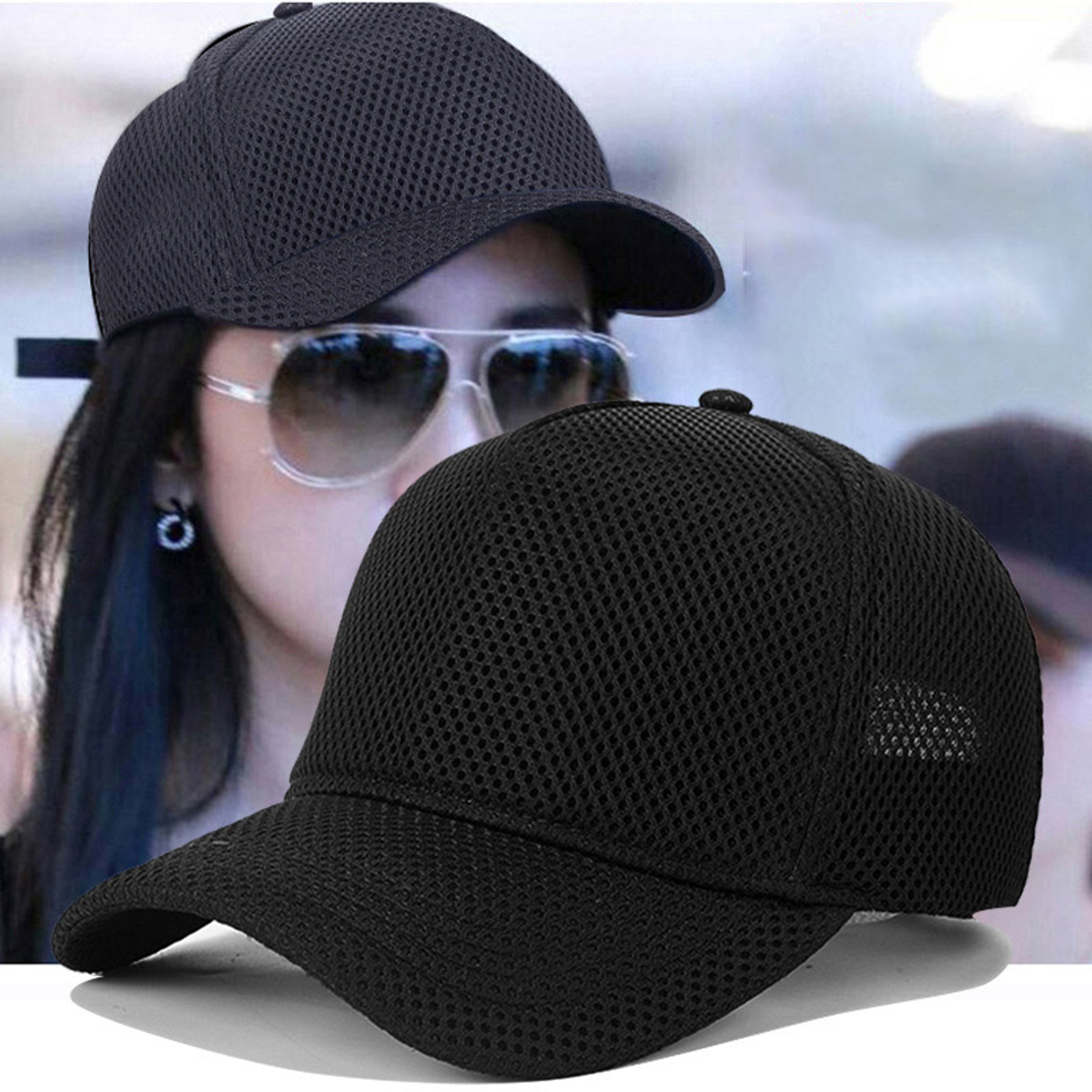 Breathable Mesh Baseball Cap For Big Heads Adjustable Sun Hat For Men  Women 0