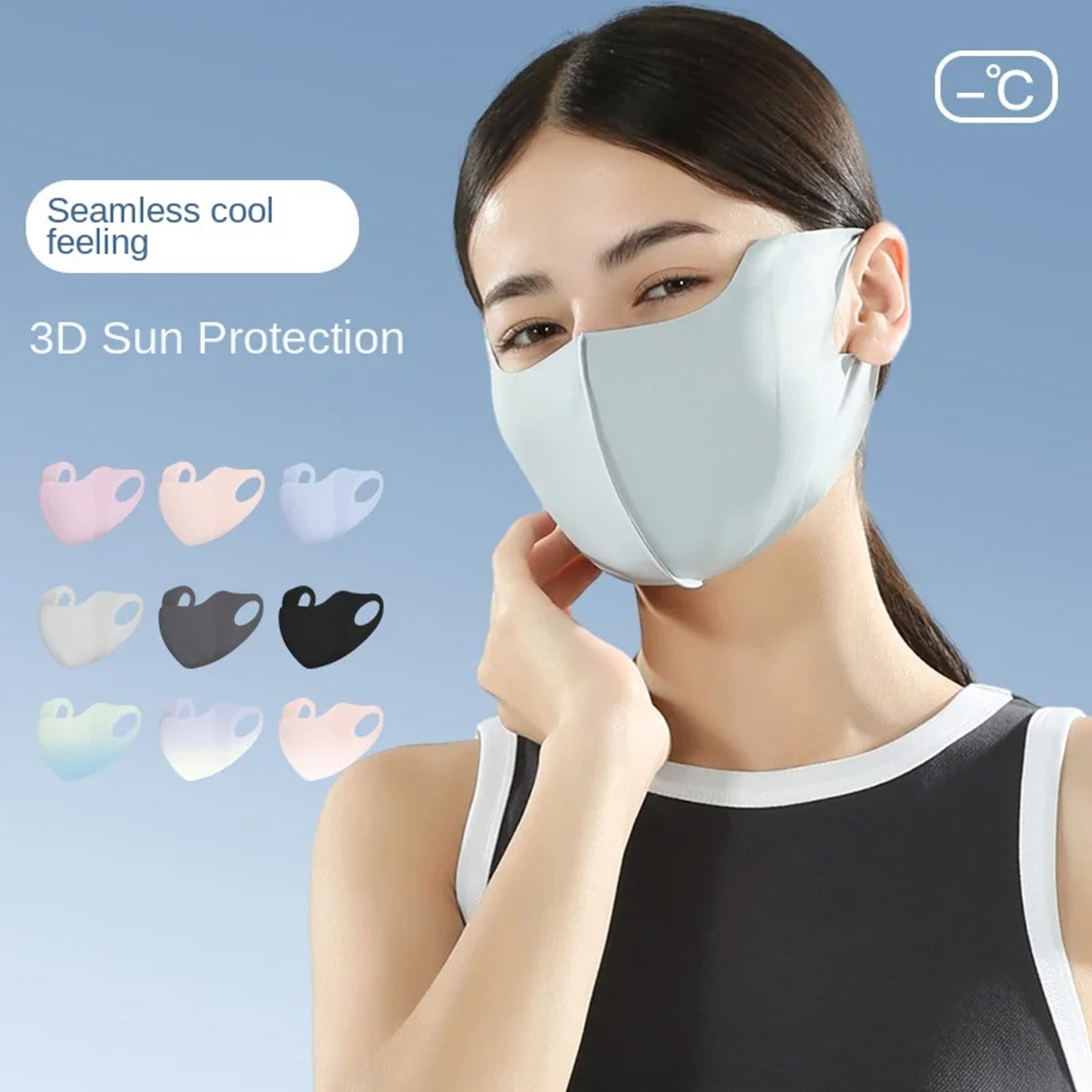 Cooling Ice Silk UV Face Mask For Women Breathable Sun Protection Face Cover 1