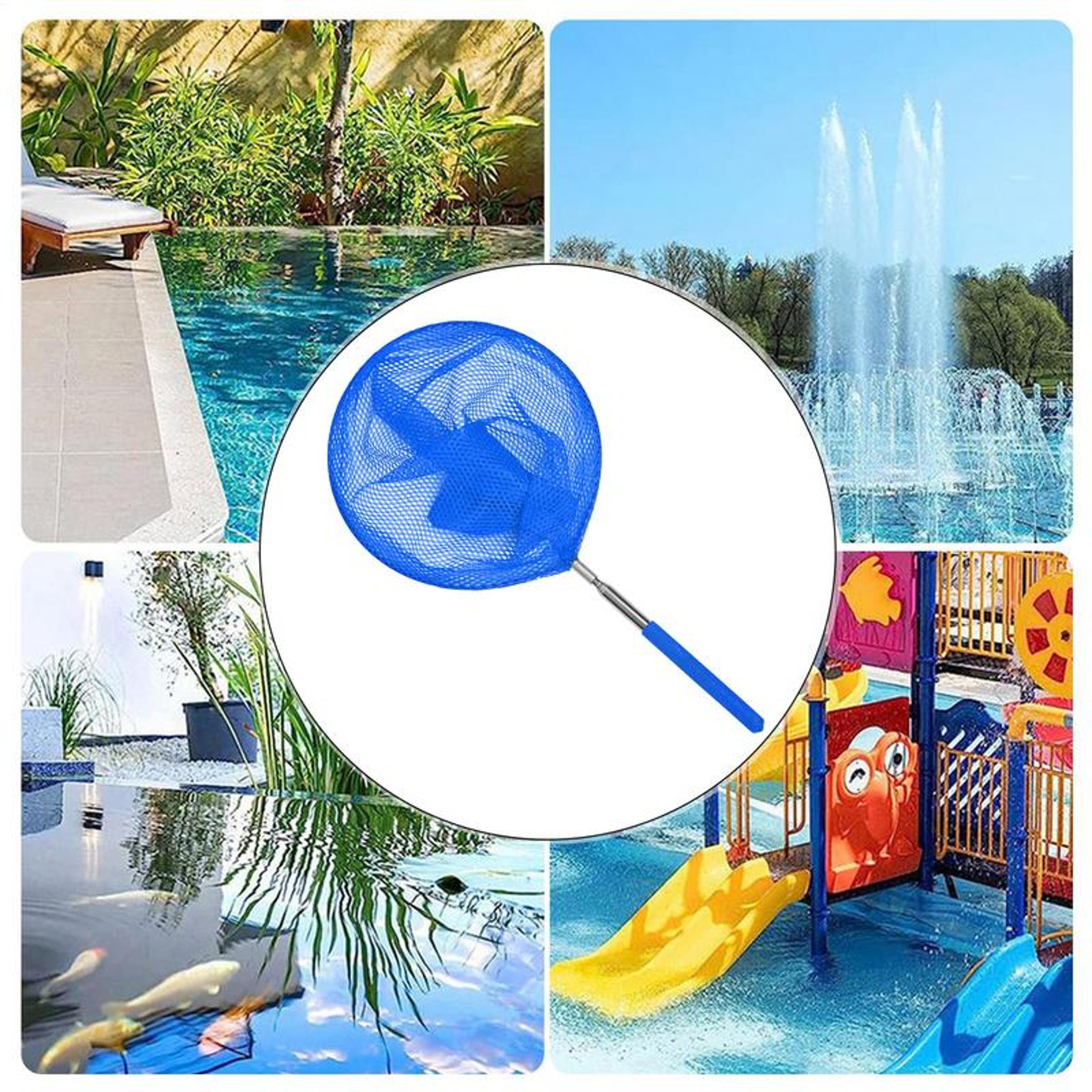 Telescopic Pool Skimmer Net With Extendable Handle For Fast Leaf  Debris Removal 5