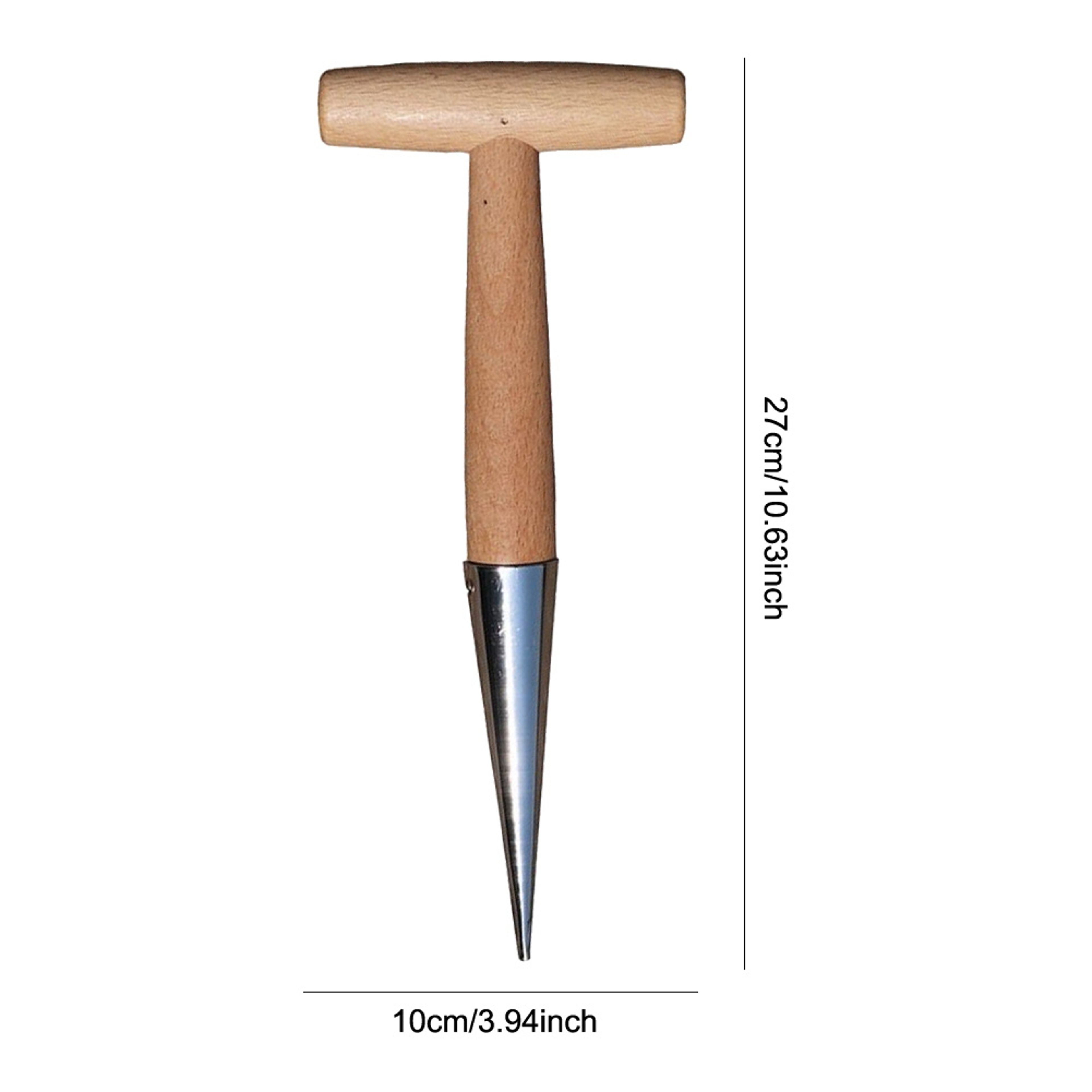 Stainless Steel Garden Dibber With Wooden Handle For Bulb Planting  Seed Transplanting 4