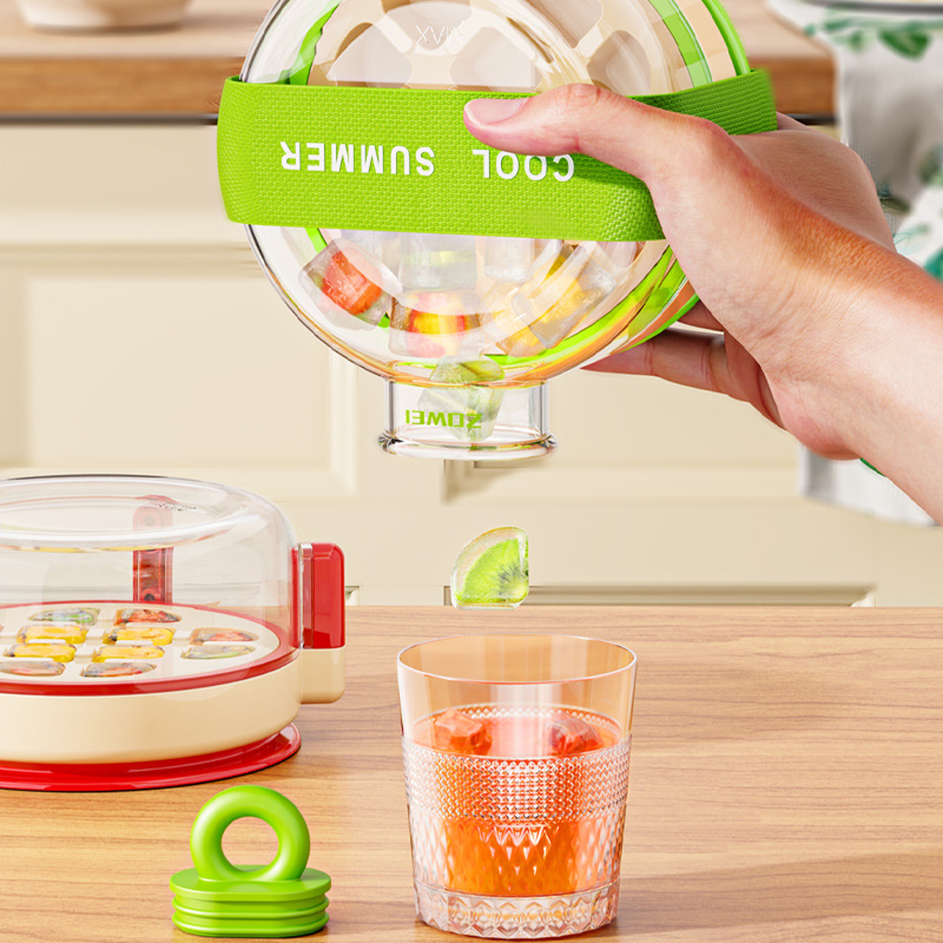 Zero Press Ice Cube Mold Bottle With Straw Portable Ice Maker 3