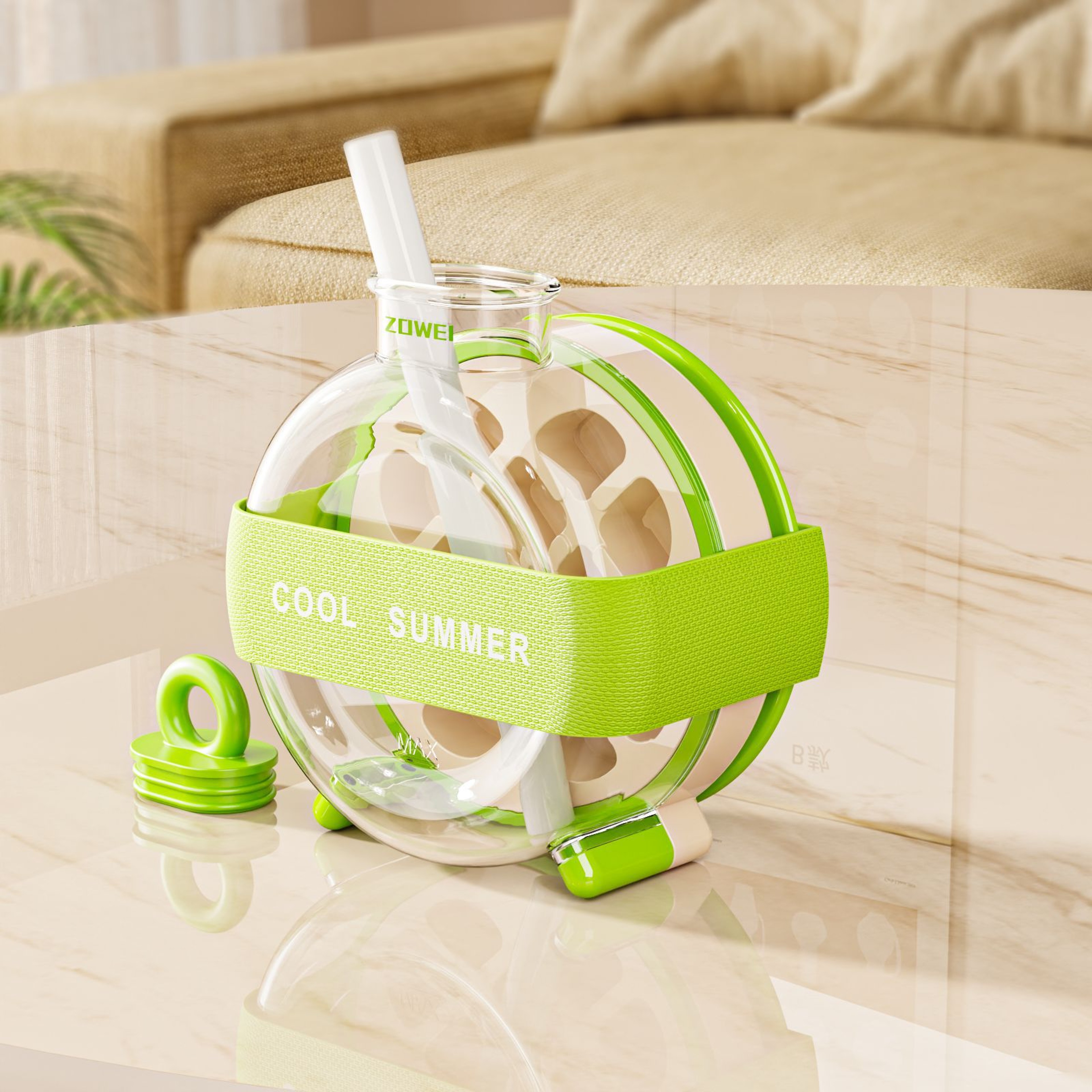 Zero Press Ice Cube Mold Bottle With Straw Portable Ice Maker 6