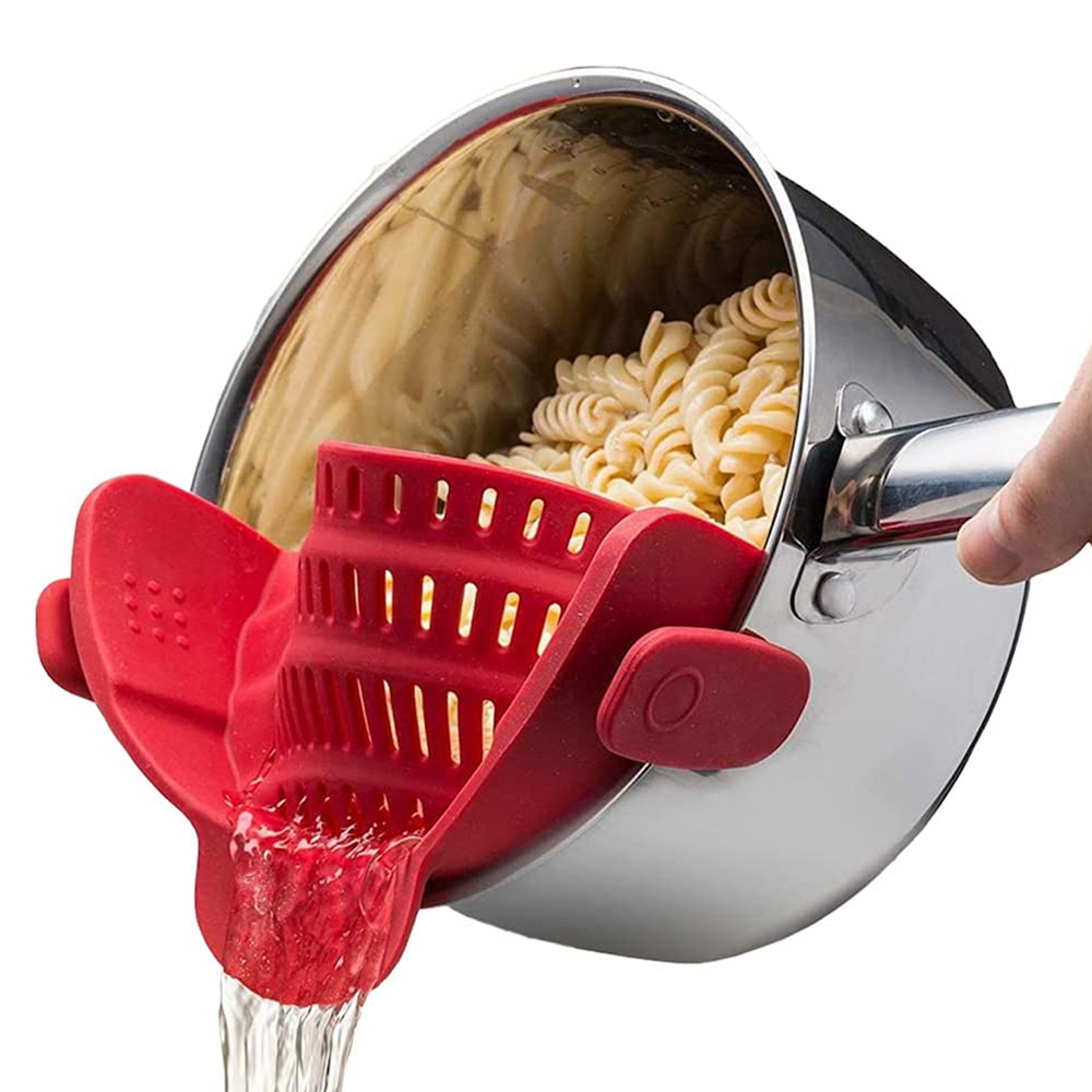 SnapGrip Clip On Pot Strainer Silicone Pasta Strainer For Pots Pans And Bowls 4