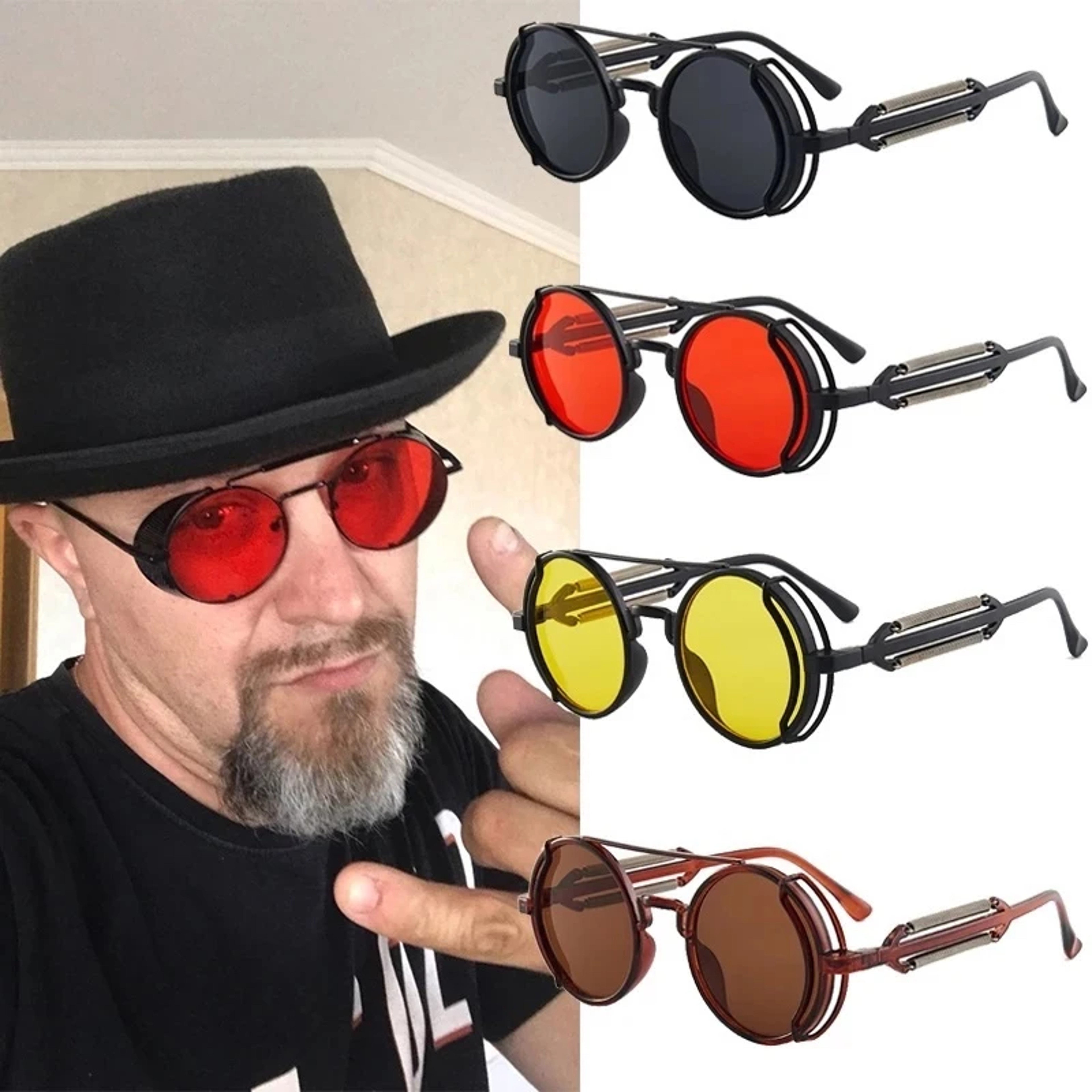 Vintage Round UV400 Punk Sunglasses Retro Small Lens Shades 4