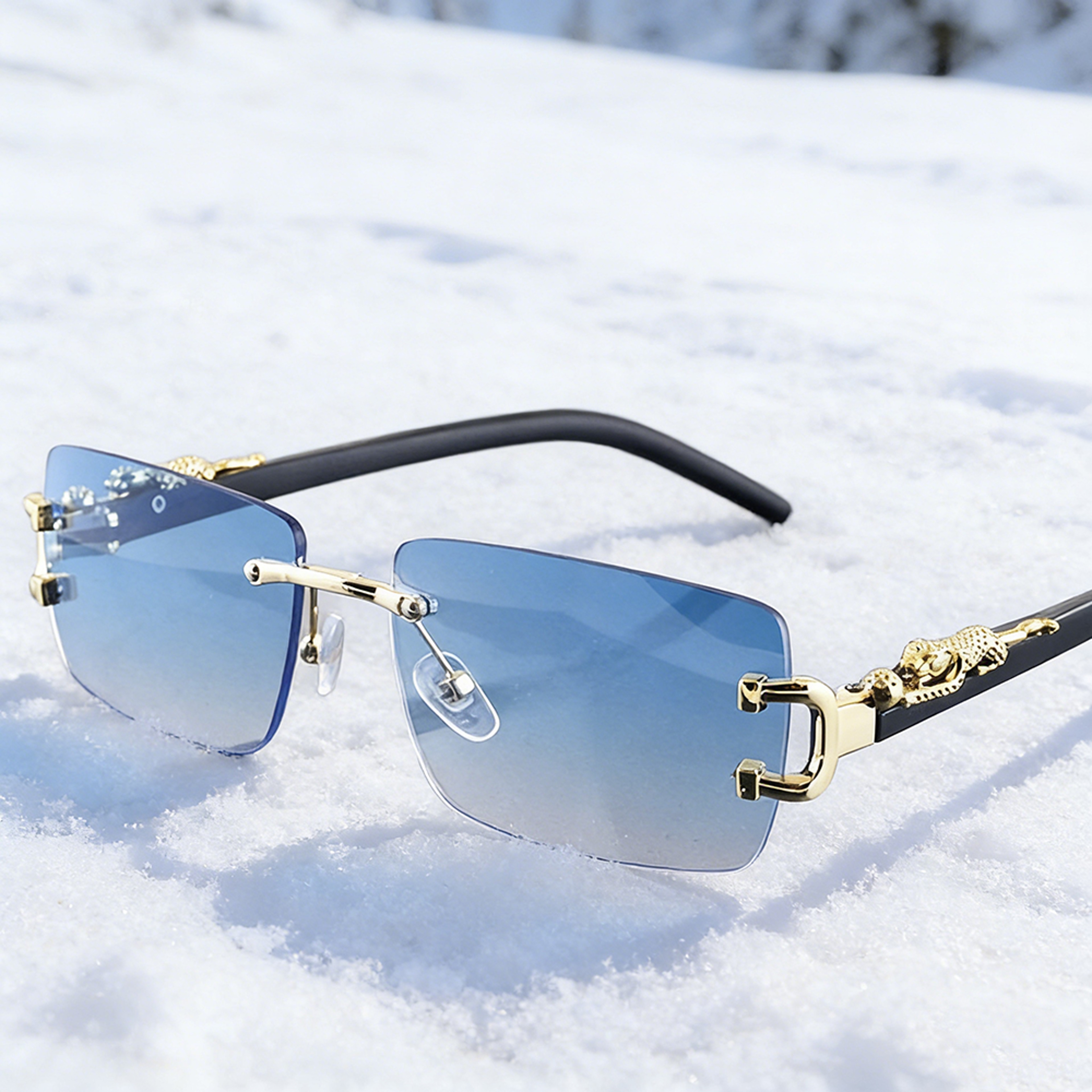 Frameless Rectangle Sunglasses For Men  Women Vintage Fashion UV Style Shades 1