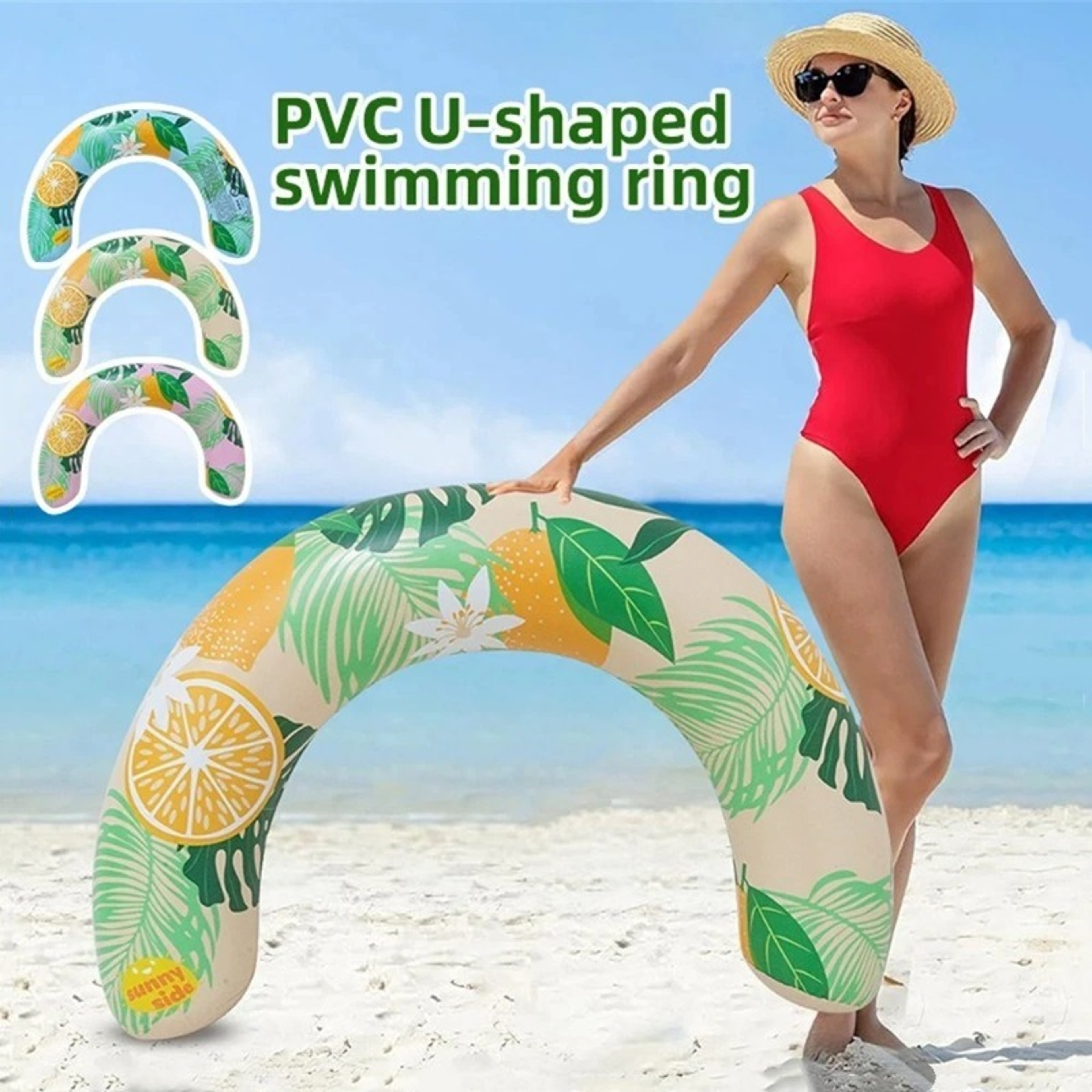 Tropical Lemon Pool Float Adult Inflatable Swim Ring for Beach & Pool Lounging – view 4
