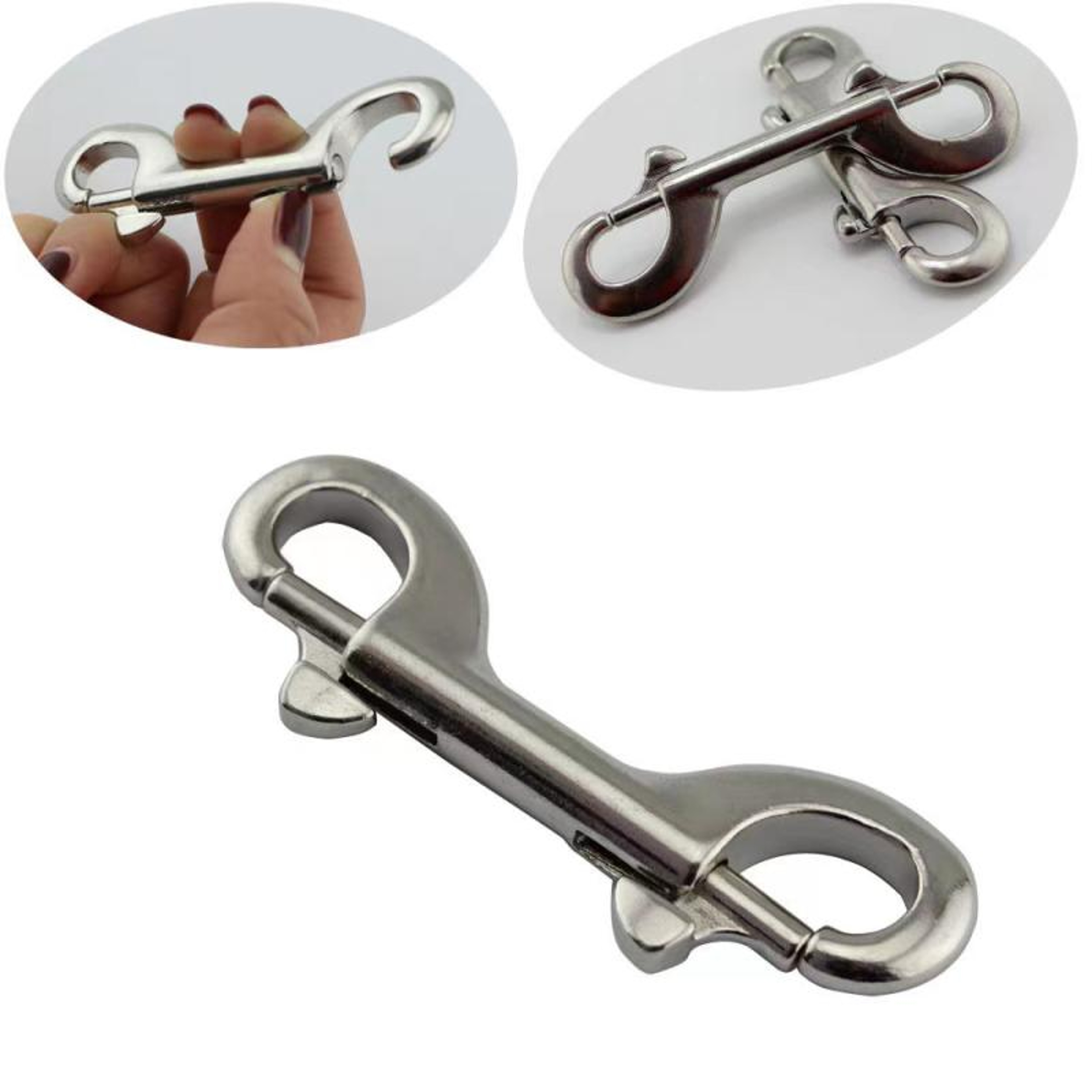 Heavy Duty Double Ended Scuba Hook Zinc Alloy Quick Release Carabiner Clip for Keys, Gear & Dog Leashes – view 2