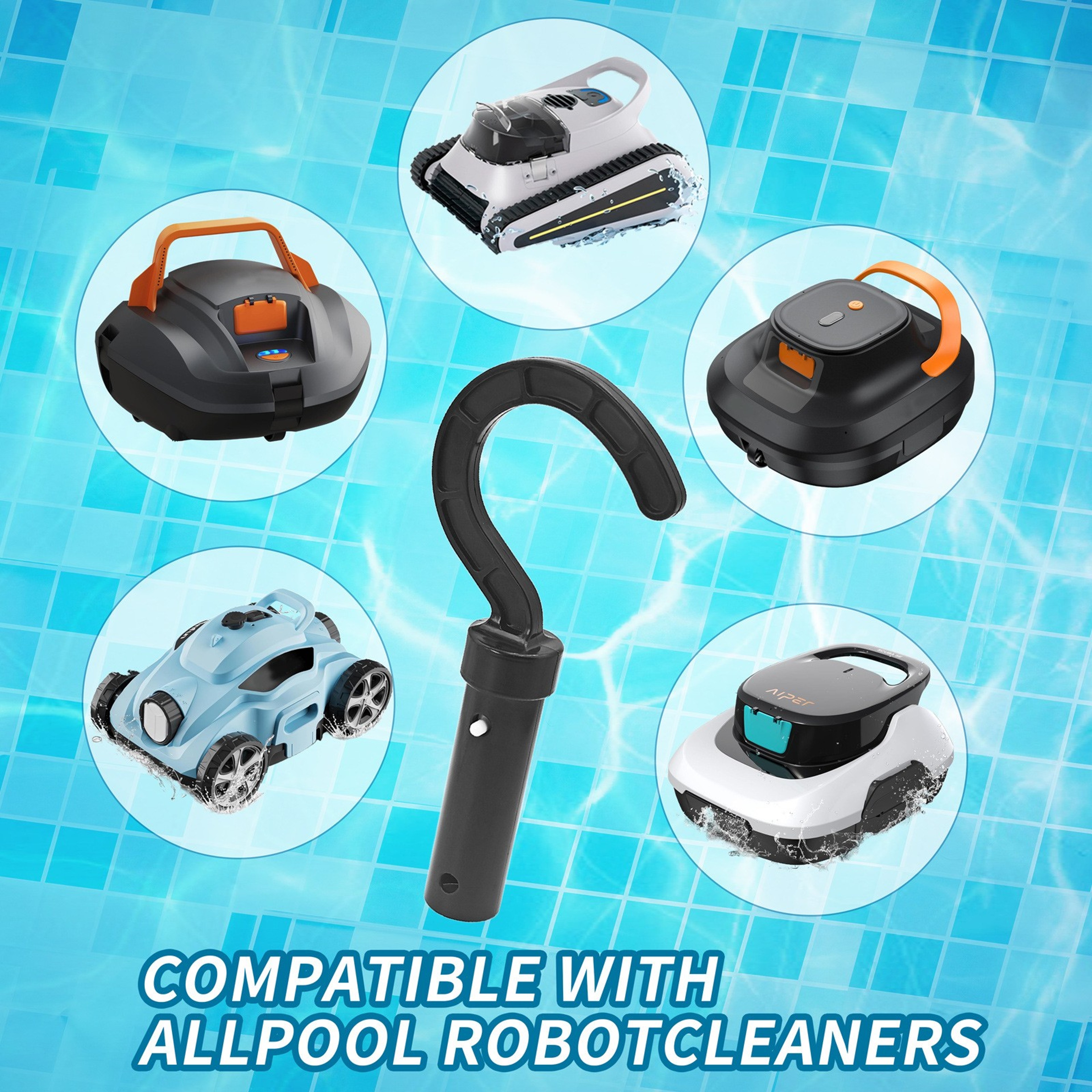 Universal Robot Pool Cleaner Hook For Telescopic Pole Pool Vacuum Retrieval Tool 2