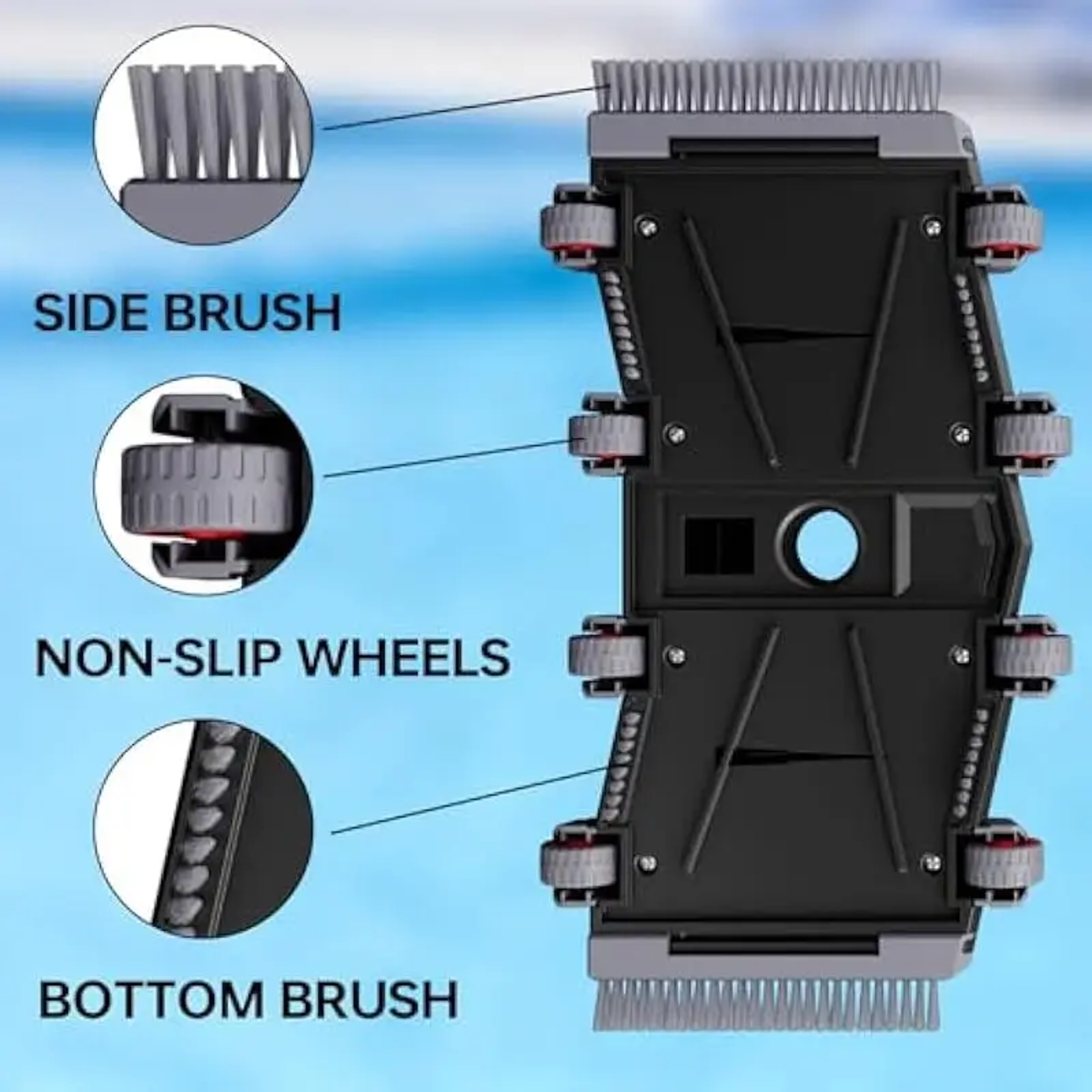 Heavy Duty Pool Vacuum Head With Side  Bottom Brushes For Deep Pool Cleaning 3