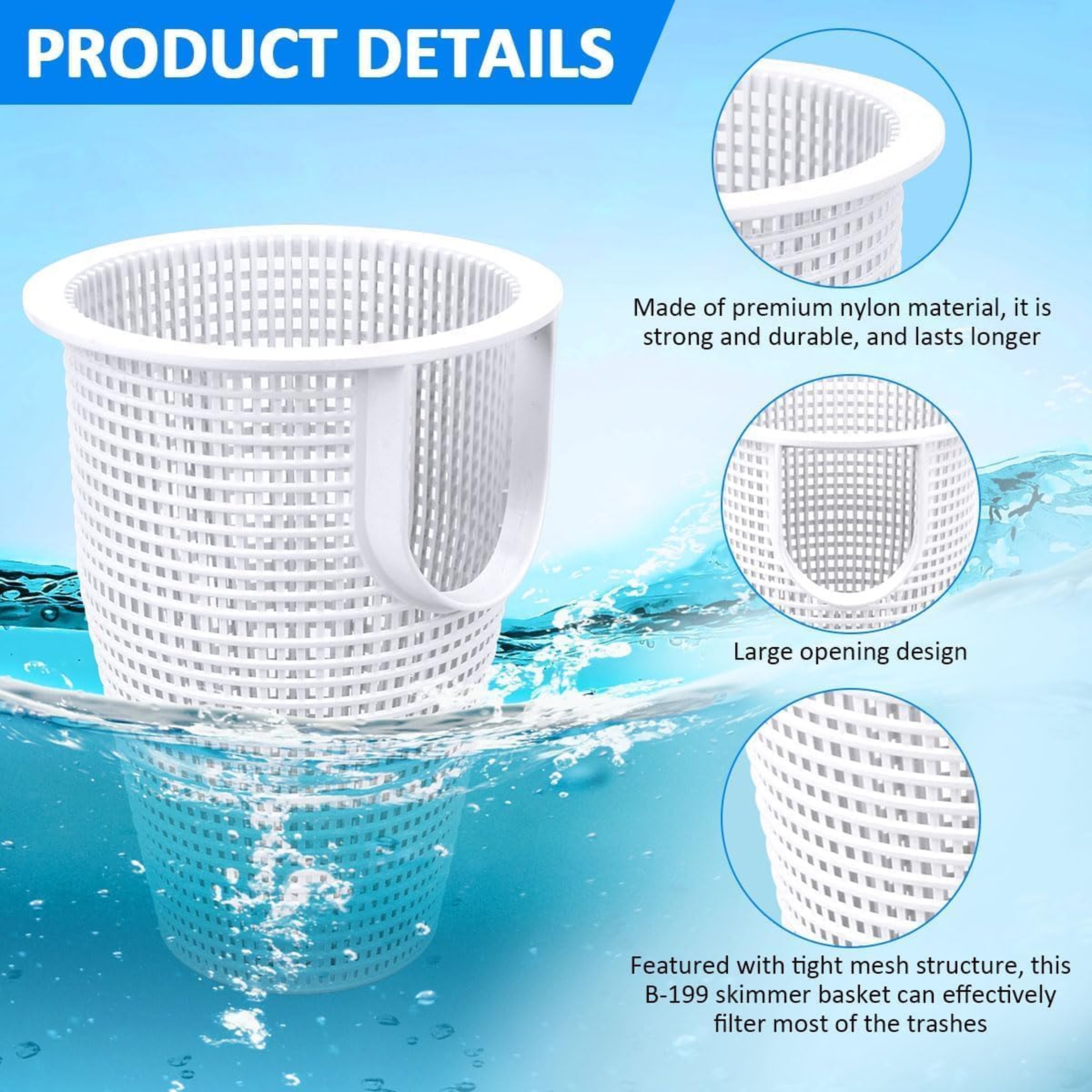 Universal Pool Skimmer Basket Replacement for Swimming Pool Pump Filter System – view 3