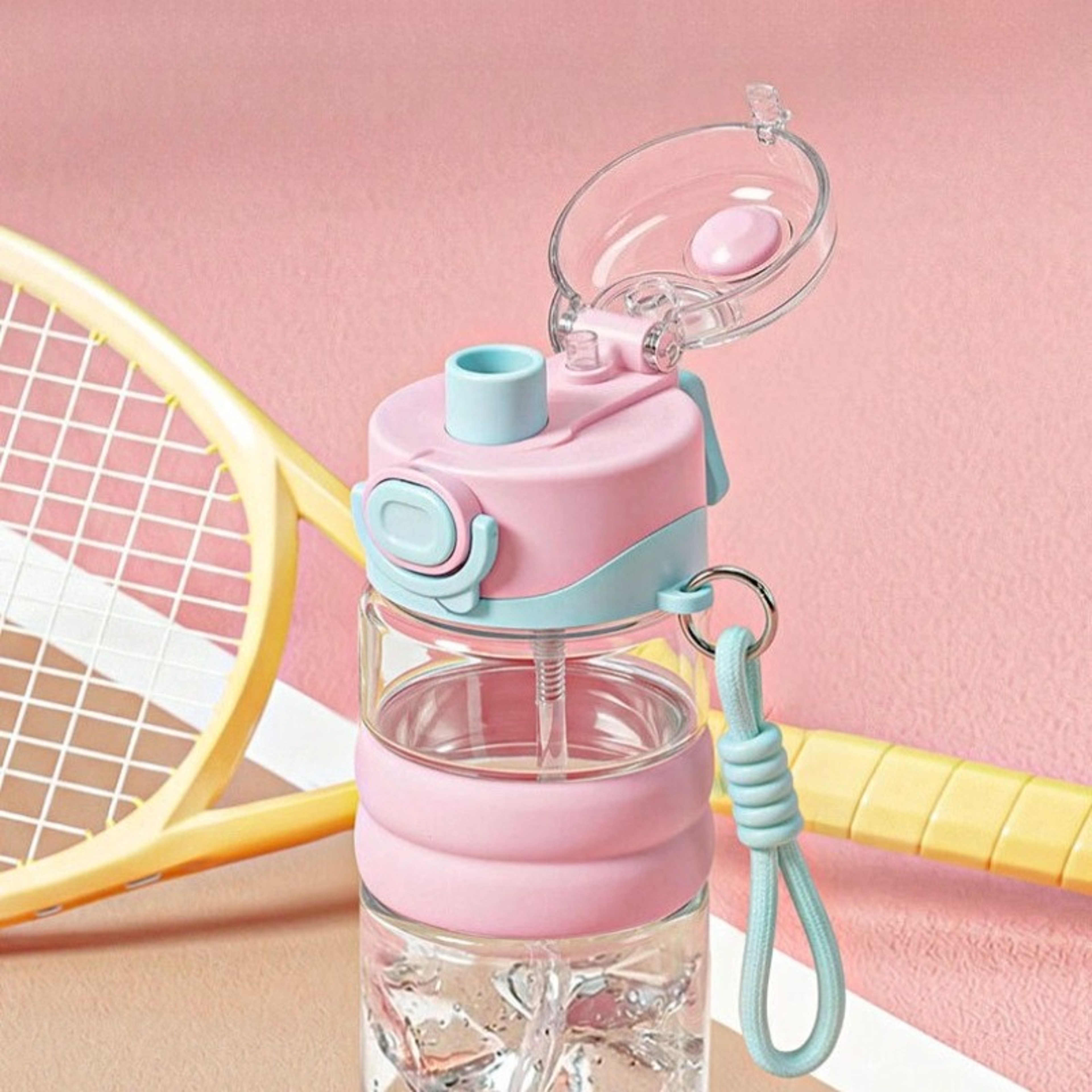 HydraMist Large Capacity Spray Water Bottle With Cooling Mist  Lanyard 0