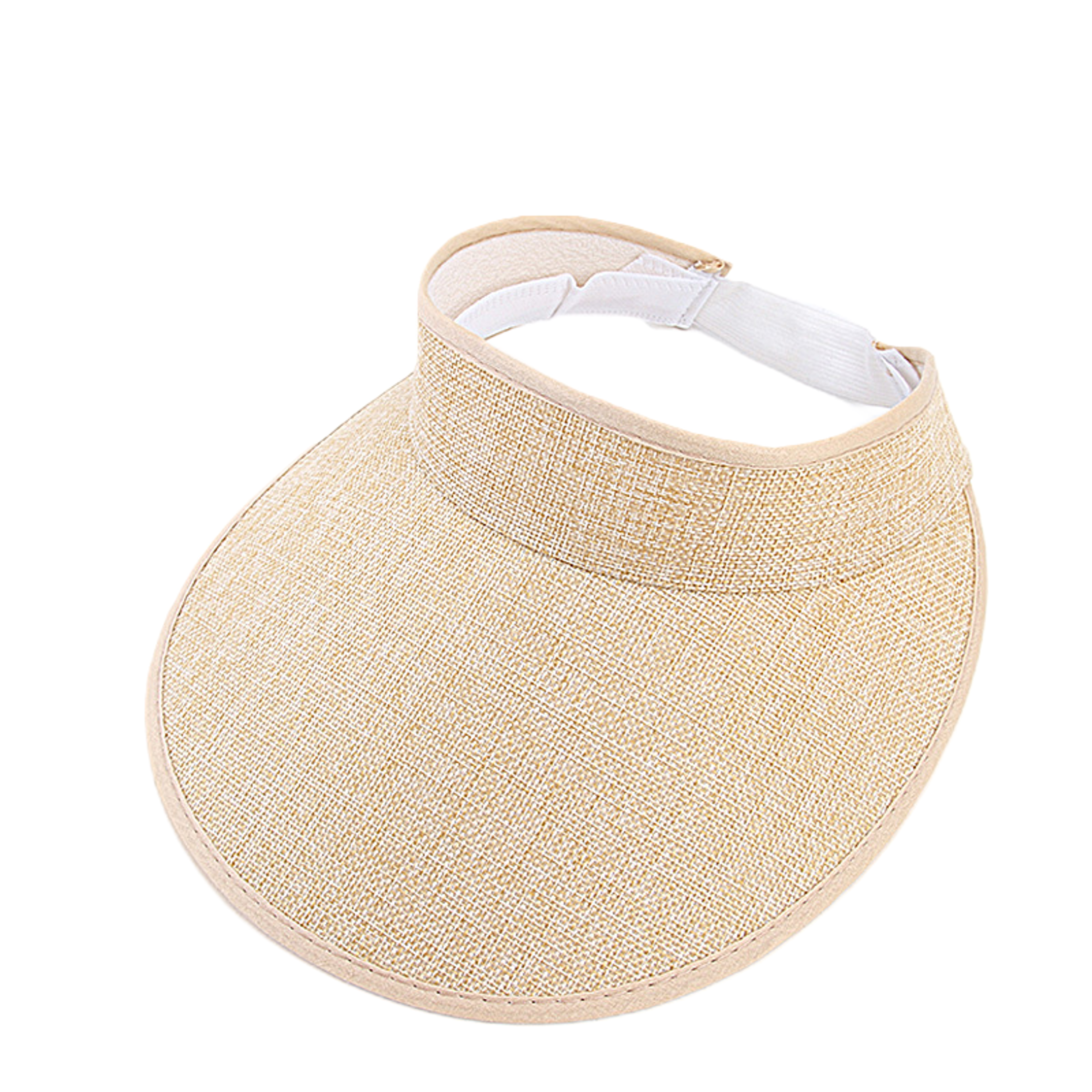 Womens Sun Visor Faux Linen Summer Visor Hat Adjustable Sports Beach Cap 2