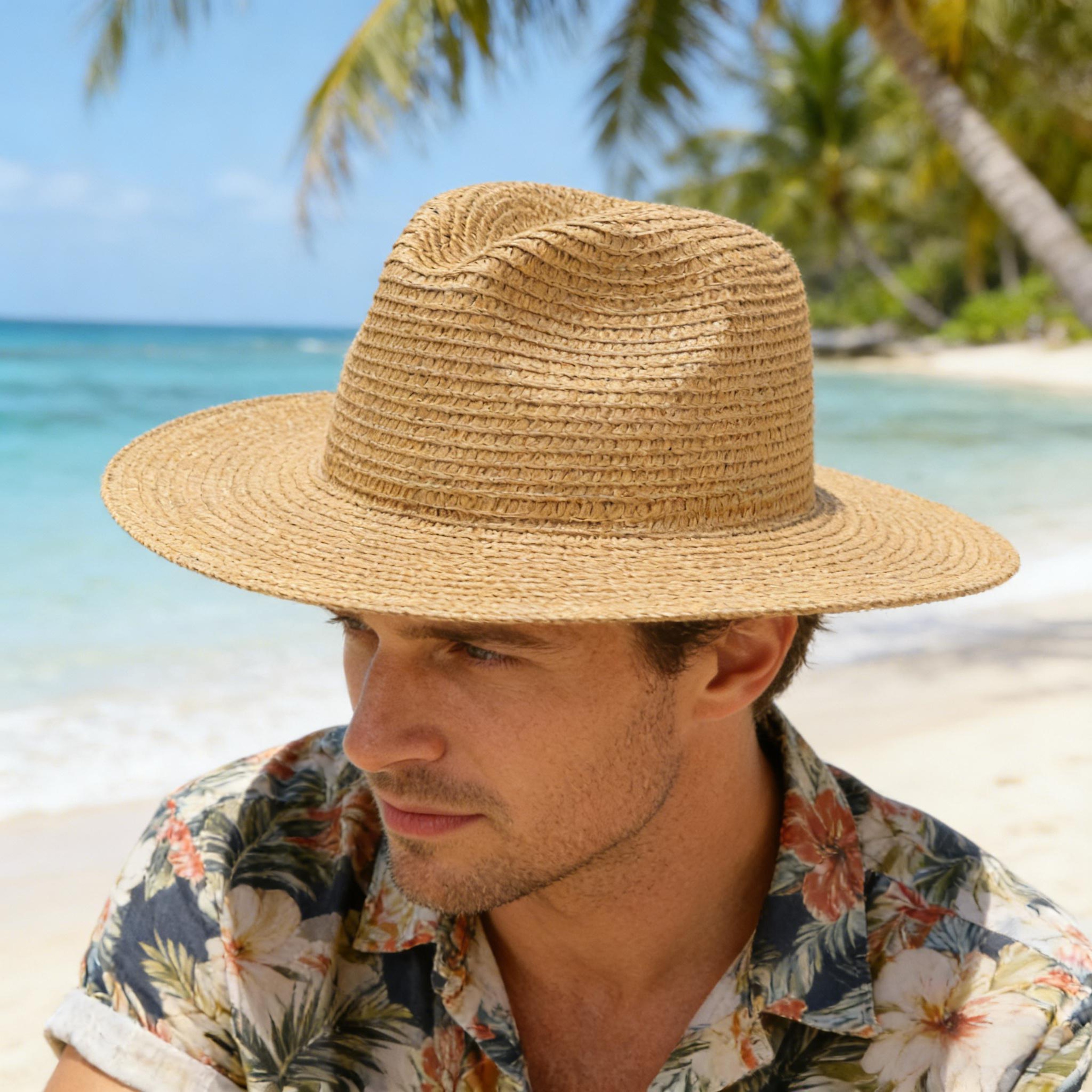 Foldable Panama Straw Hat Wide Brim Summer Sun Hat For Beach Travel  Outdoor Wear 3