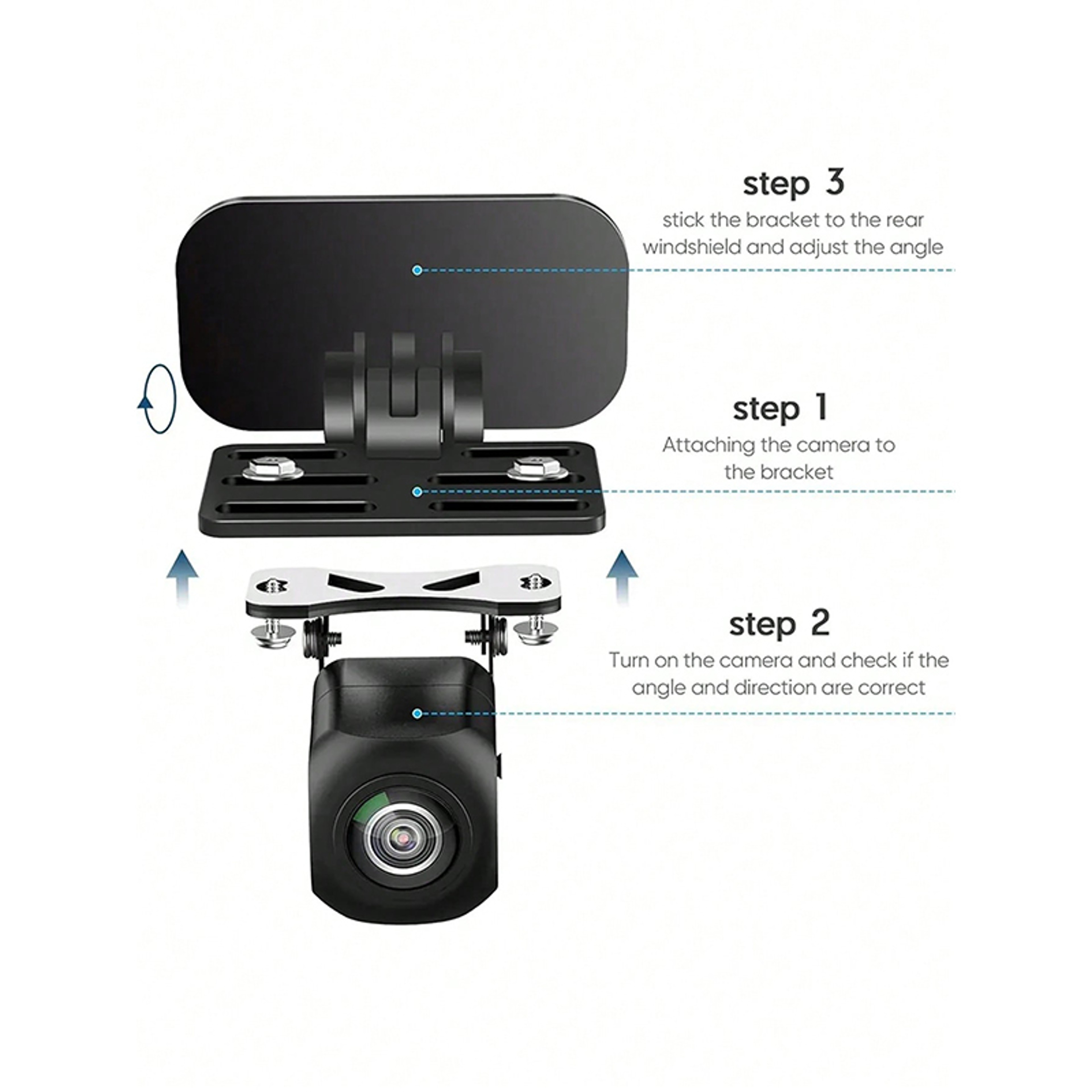 Universal Rear View Camera Mount Adjustable Adhesive Dash Cam Mount Bracket for Cars – view 6