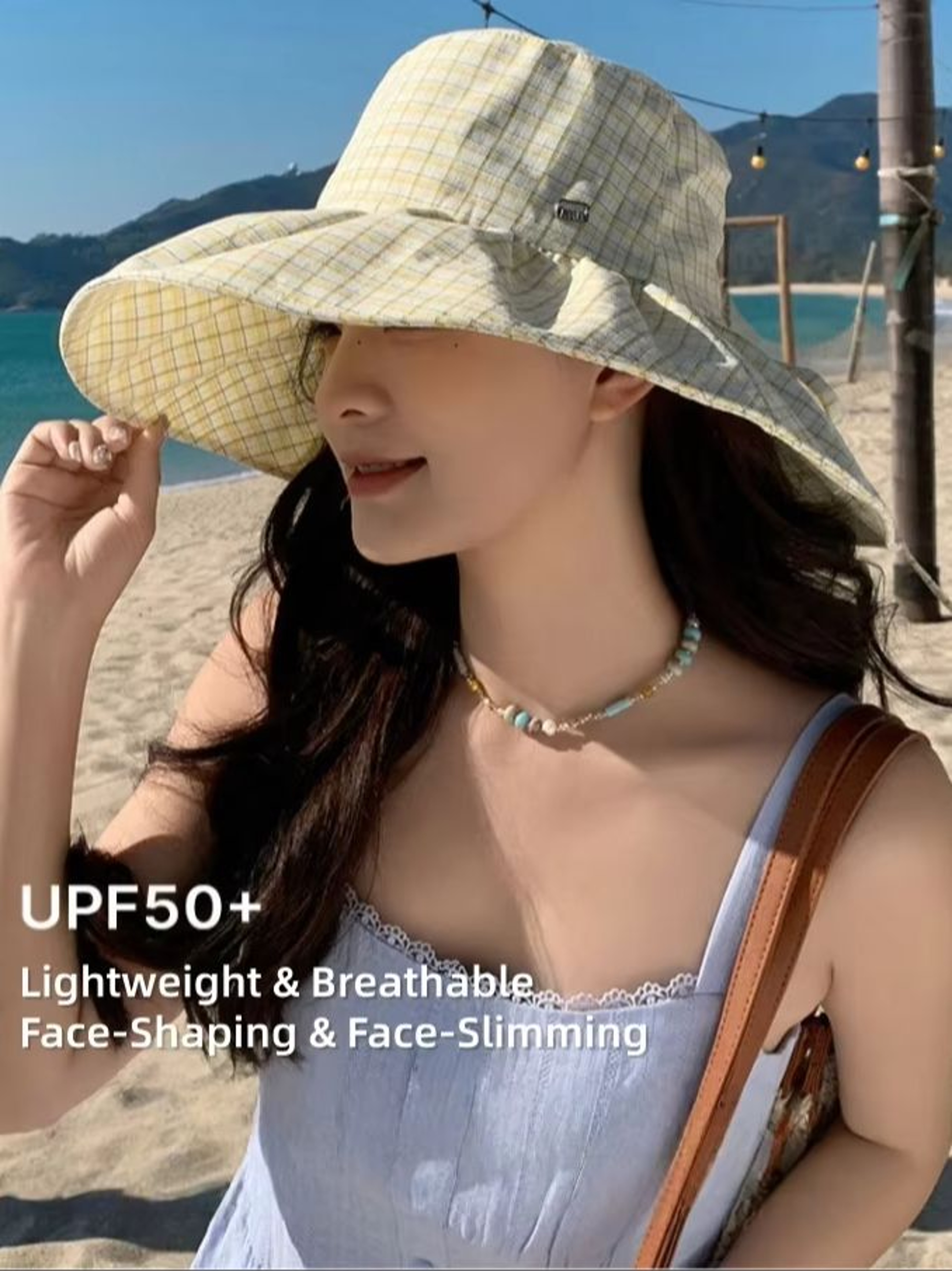 Womens Wide Brim UV Protection Sun Hat With Face Covering Neck Flap 1